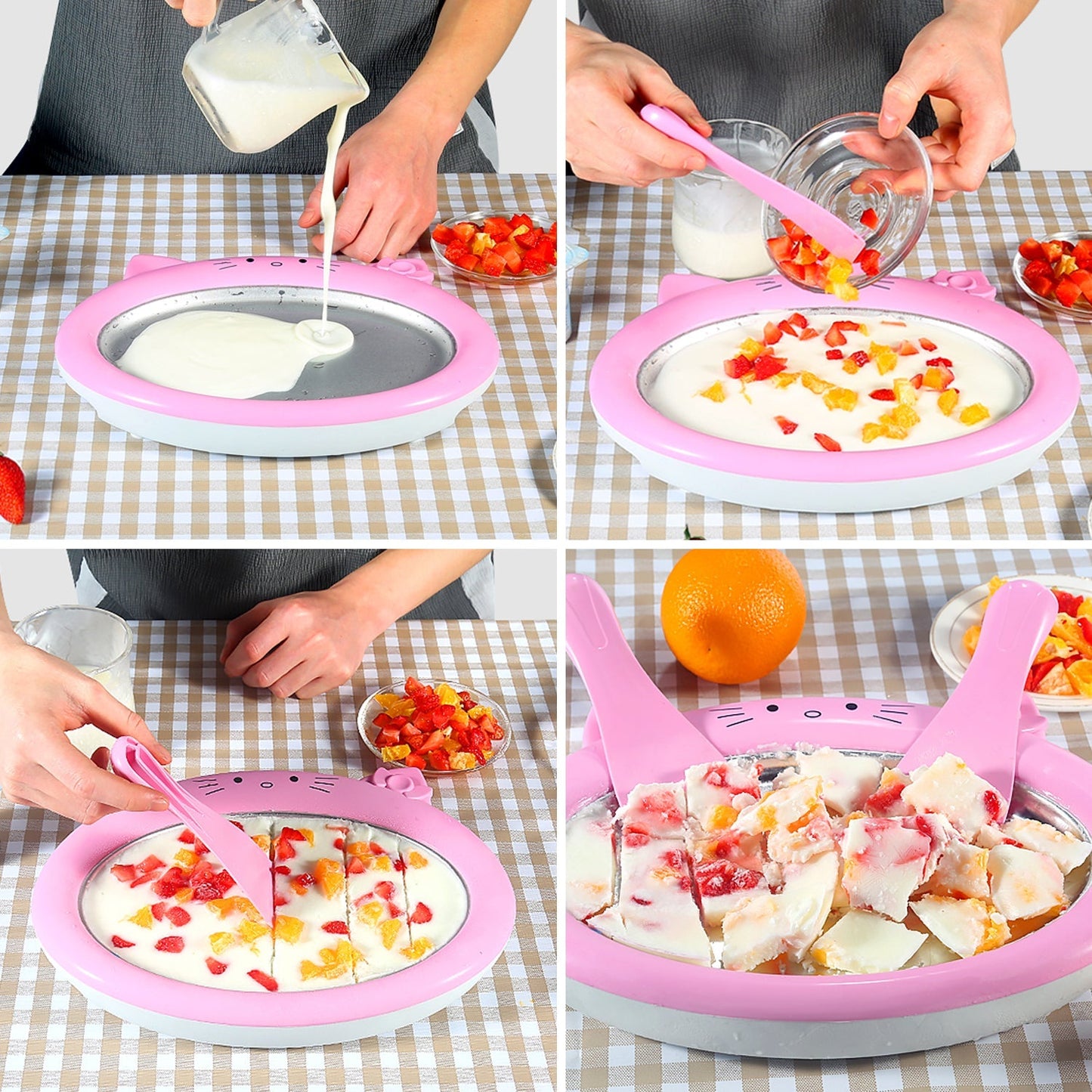 Ice-Frying Machine, Mini Ice Machine for Summer with Cartoon design Home Fried Ice Cream Machine - Springkart 