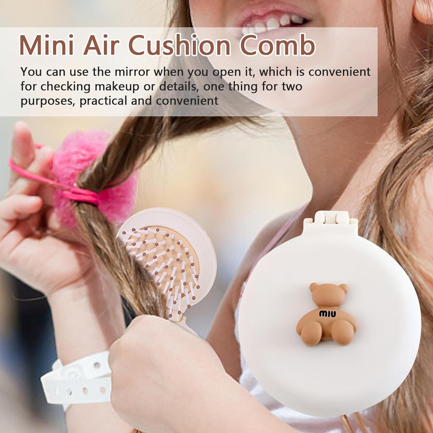 Foldable Travel Mirror Hair Brushes, 1pc Round Portable Folding Pocket Hair Brush, Mini Hair Comb Compact Travel Size, Hair Massage Comb, For Men Women And Girls - Springkart 