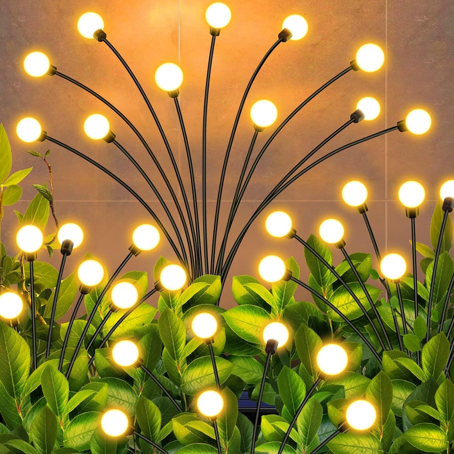 Solar Garden Lights, Solar - Powered Firefly Lamp, New Upgraded Solar Firefly Lights Outdoor Waterproof, Solar Outdoor Decorative Lights for Yard Gardening Patio Backyard Pathway Décor (2 PCS Set 12 LED (Warm Light)) - Springkart 