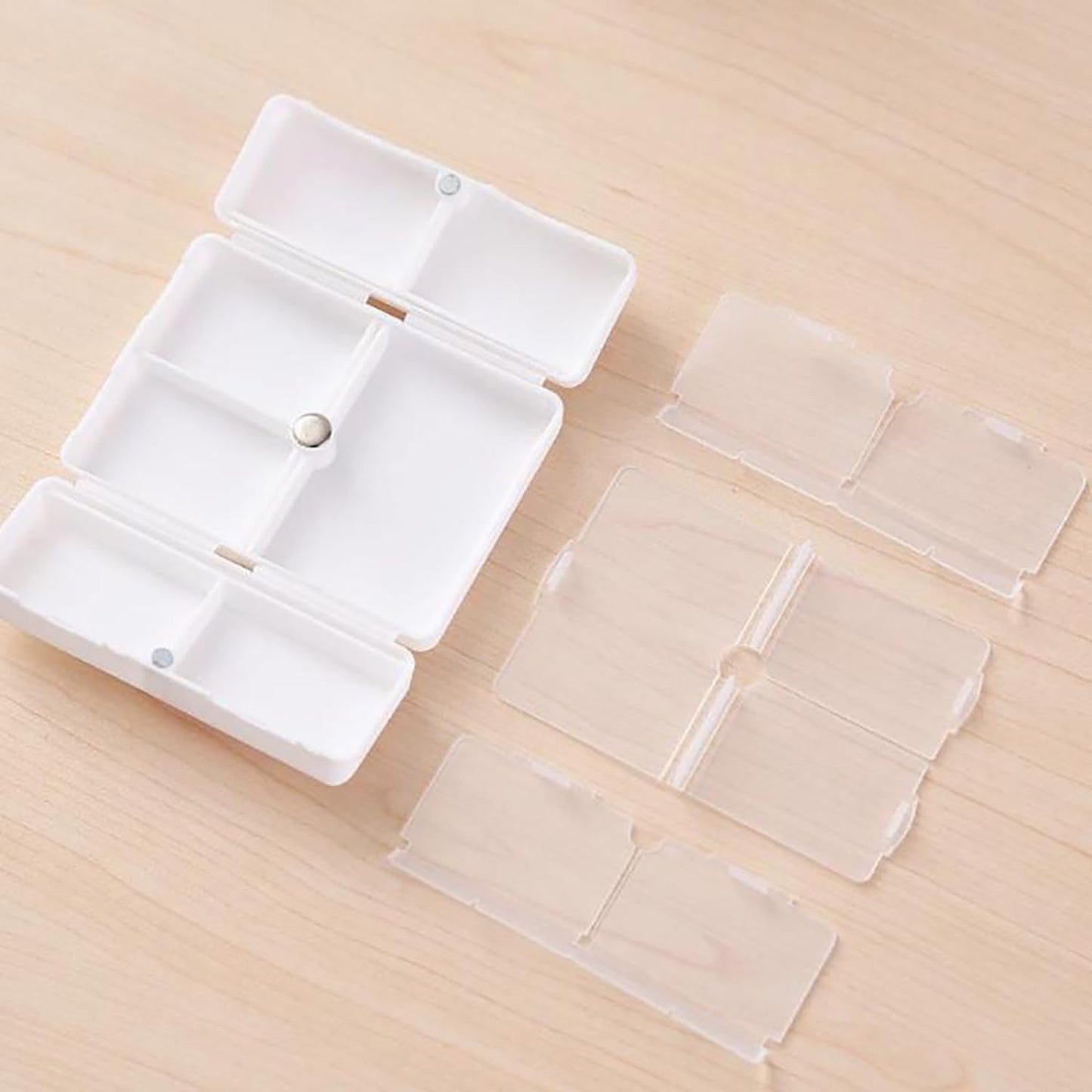 Magnetic Pill Organizer, 7 Compartments Portable Pill Case Travel Pill Organizer, Folding Design Pill Box for Purse Pocket to Hold Vitamins, Cod Liver Oil, Supplements, Medicine Box (1 Pc) - Springkart 