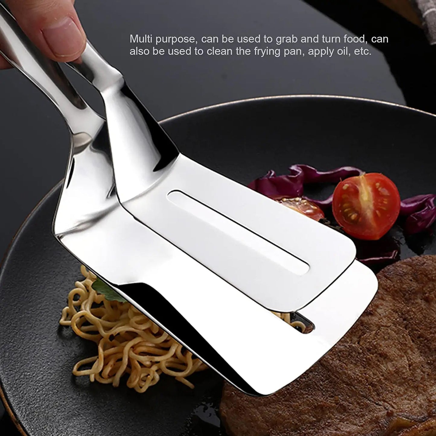 Multifunction Cooking Serving Turner Frying Food Tong. Stainless Steel Steak Clip Clamp BBQ Kitchen Tong. - Springkart 