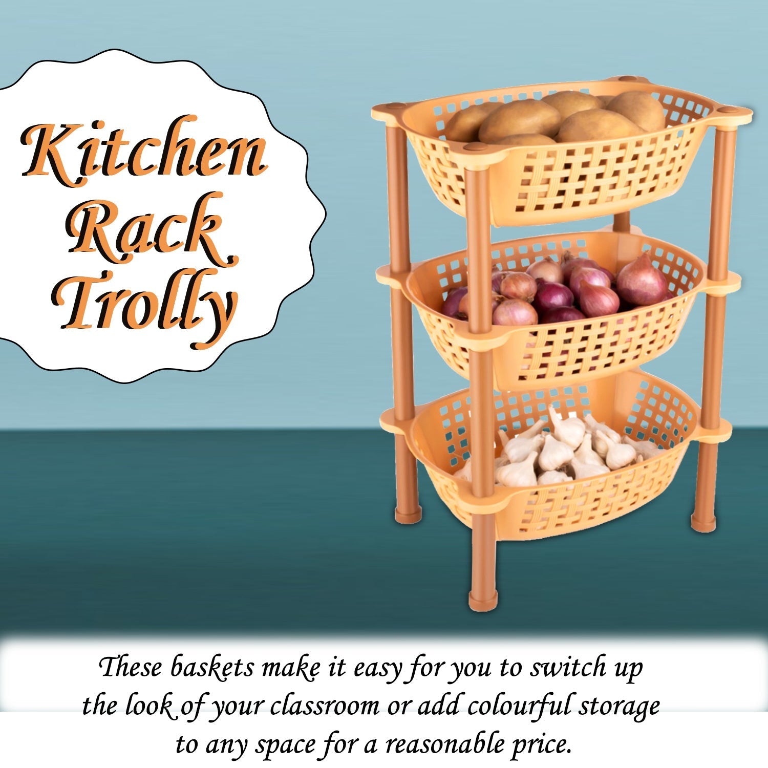 Multipurpose Plastic Storage Rack Organiser - 3 pcs - Springkart 