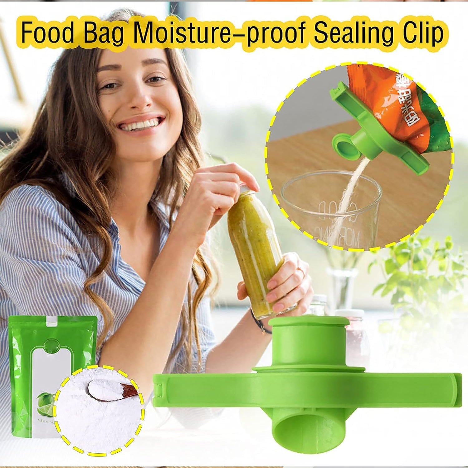 Food Storage Sealing Clip Solid Color Seal Pour Bag Clip Snack Bag Clip Food Bag Sealing Clip Sealing Clamp with Cap Kitchen Chip Bag Clips (1 Pc) - Springkart 