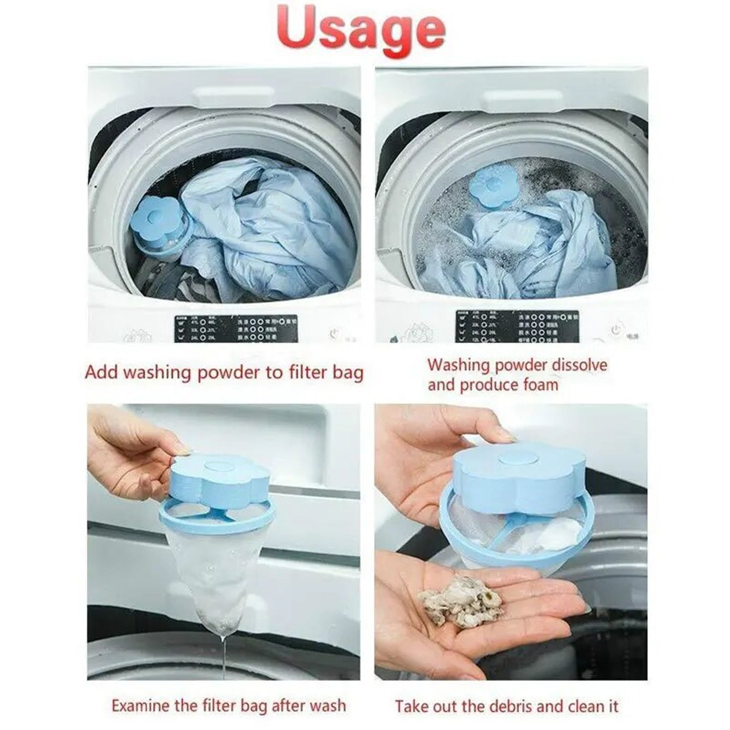 Household tool, washing machine filter for catching lint