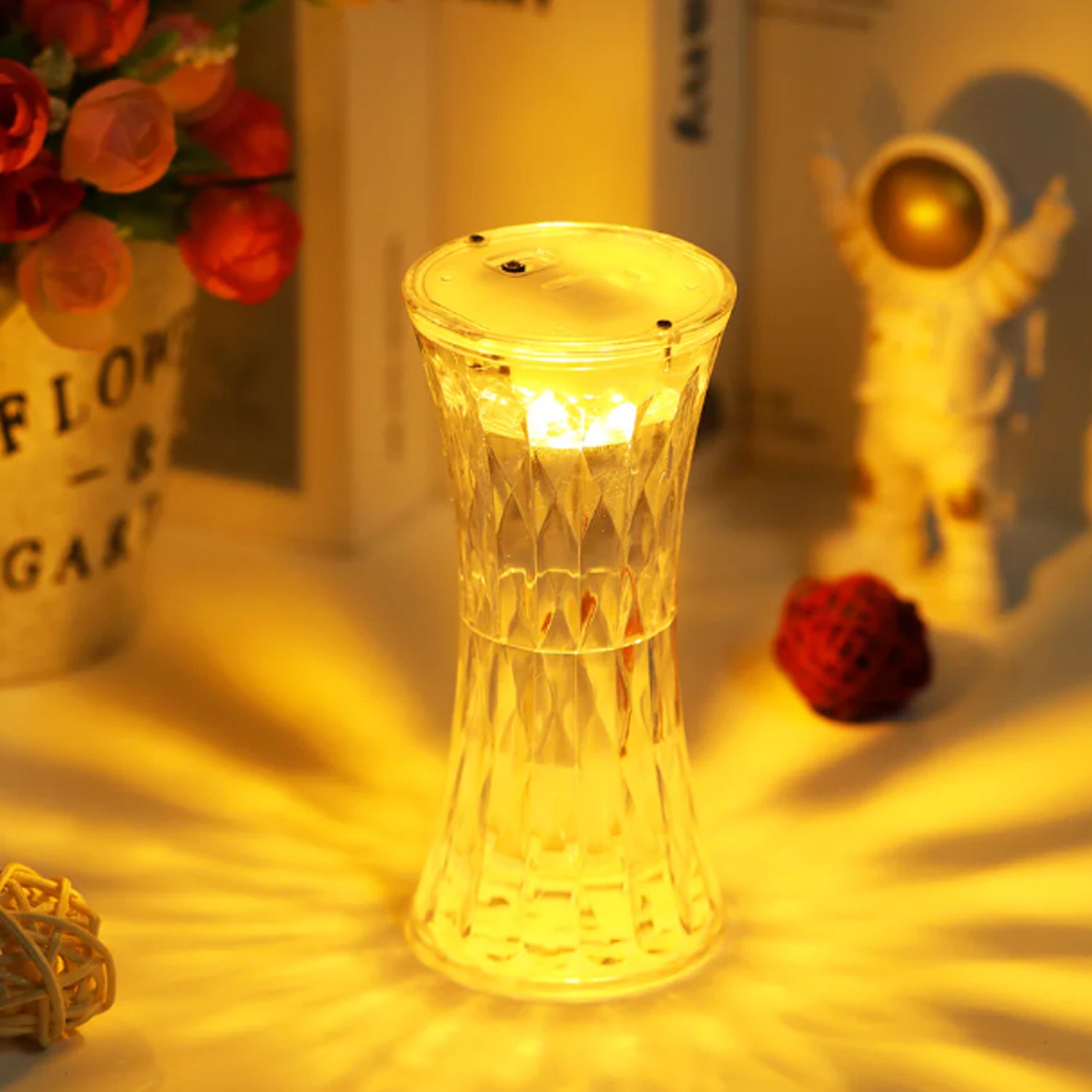 Crystal Lamp, Universal Night Light, Soft Lighting, Eye Protection for Nursery, Study, Bedroom Transparent Crystal Table Soft Lighting Multipurpose for Hotel for Office for Children's Room (12Pc MOQ) - Springkart 