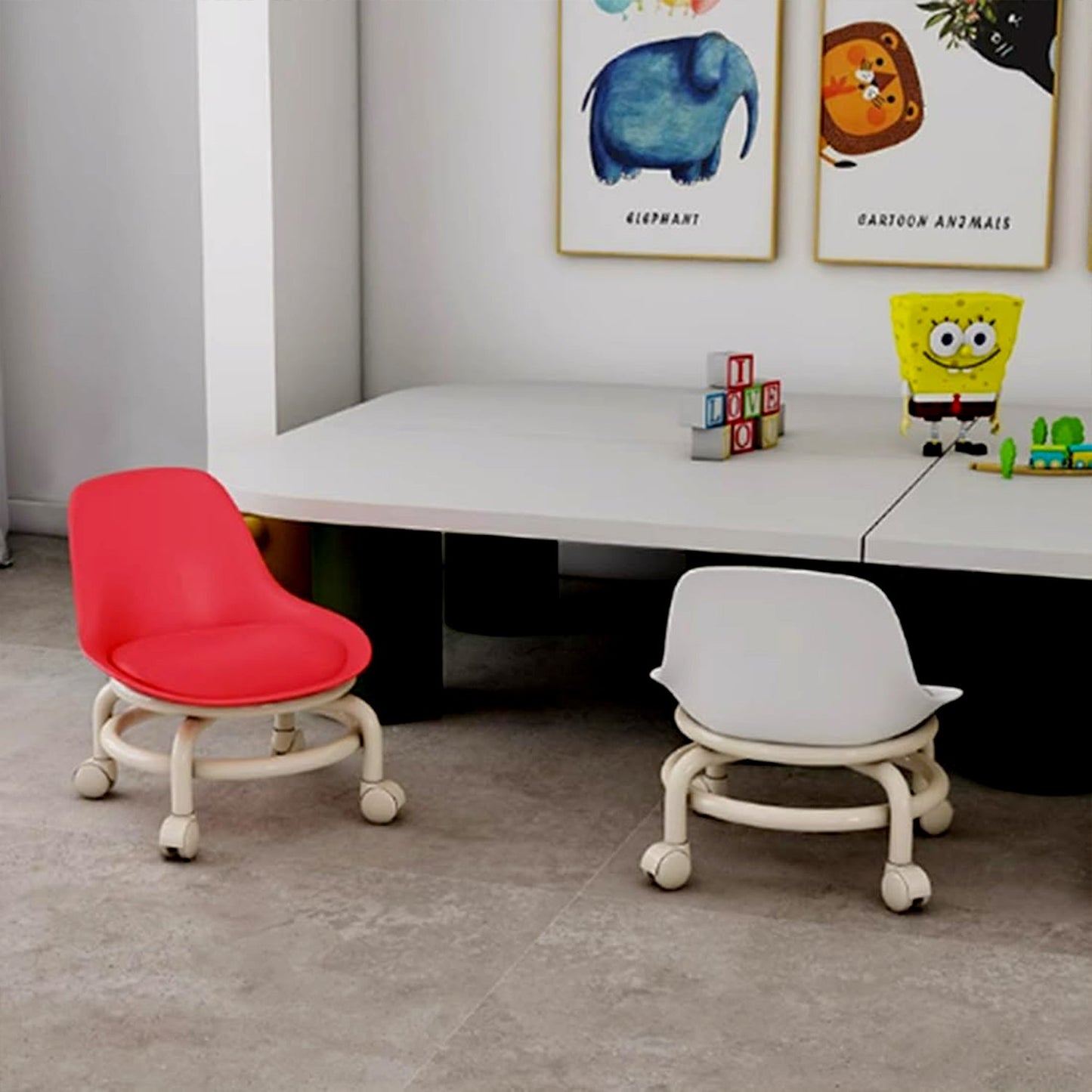 Low Round Rolling Stool with Wheels Pedicure Stool for Fitness Office Garage | Home & Garden | Furniture | Benches, Stools Multi-color (1 pc) - Springkart 