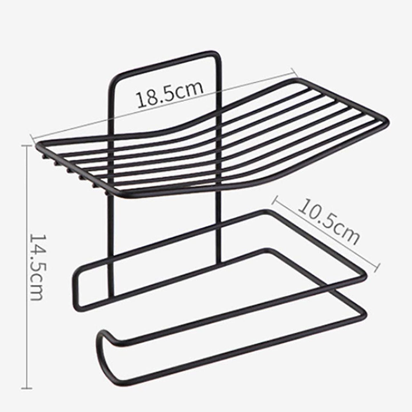 Iron Black Coated Self Adhesive Wall Mounted Tissue / Toilet Paper Holder - Springkart 