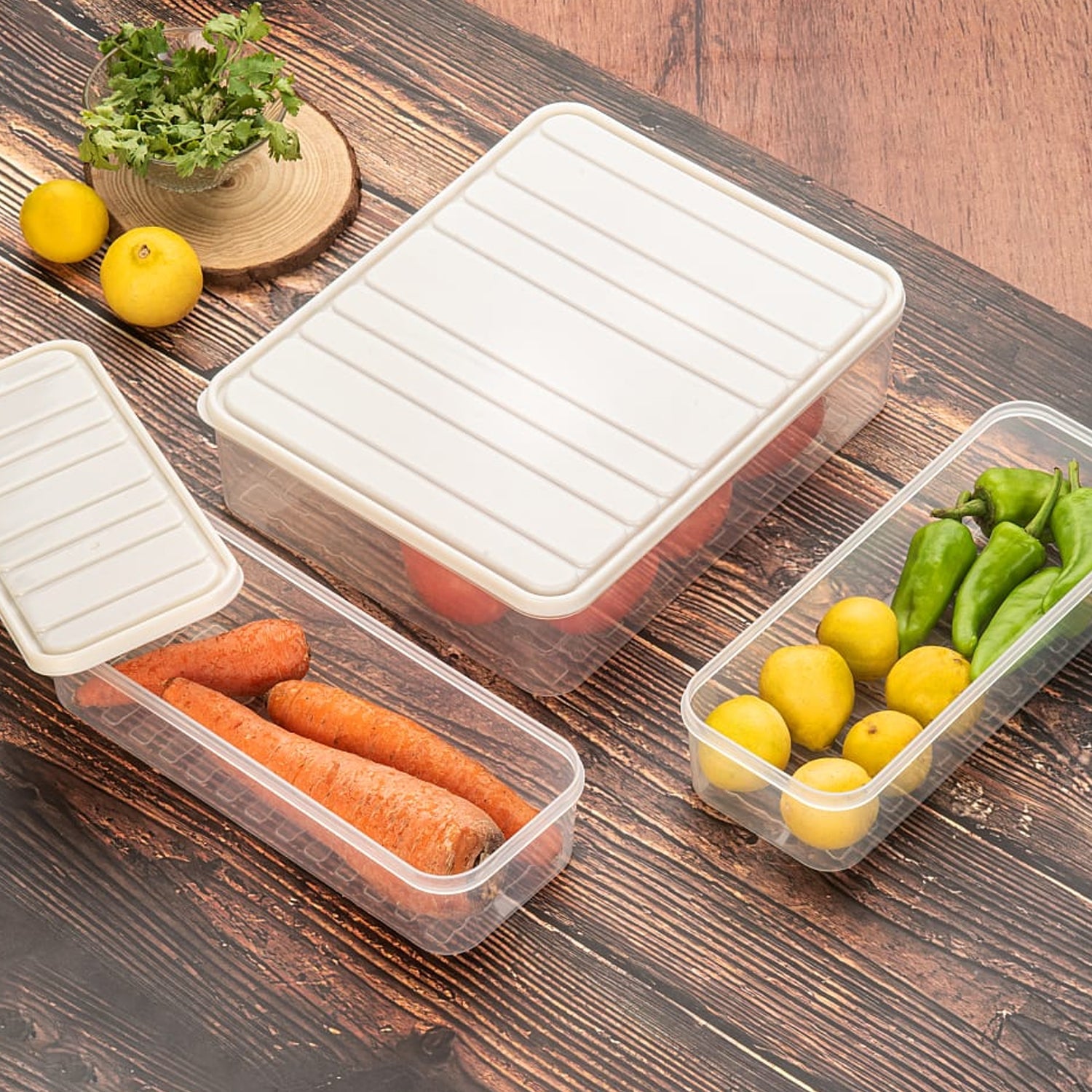 Plastic Food Storage Container for Fridge, fridge storage boxes with Lid Stackable Fridge Storage Containers freeze organizer items and storage, vegetable storage box for fridge, (3 Pcs set) - Springkart 