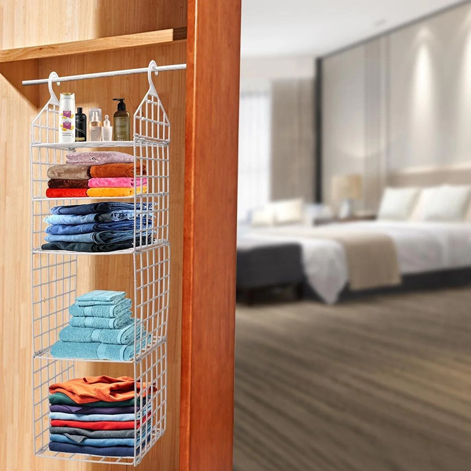 MULTIPURPOSE 5 LAYER FOLDING CLOTHES STORAGE RACKS||CLOSET FOR STUDENTS WARDROBE SHELVES SOCKS, SCARF, T-SHIRT, ETC||HANGING ORGANIZER STORAGE HOLDERS & RACKS - Springkart 