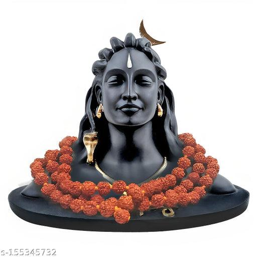 Adiyogi Rudraksha Mala Shiva Statue for Pooja & Gift, Mahadev Murti, Idol, Lord Adiyogi Shankara for Home & Office Decor (ADIYOGI JI in Black) - Springkart 