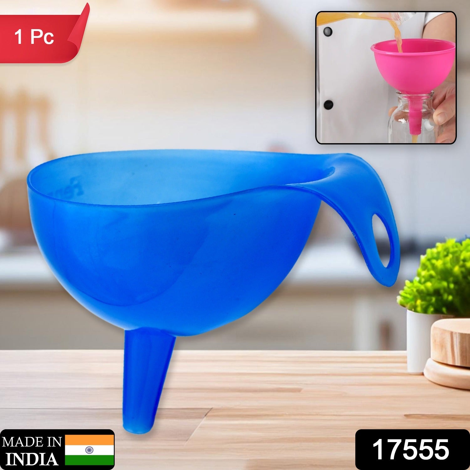 Plastic Funnel For Pouring Oil, Sauce, Water, Juice Cooking Oil, Powder, Small Food-Grains Food Grade Plastic Funnel (1 Pc) - Springkart 