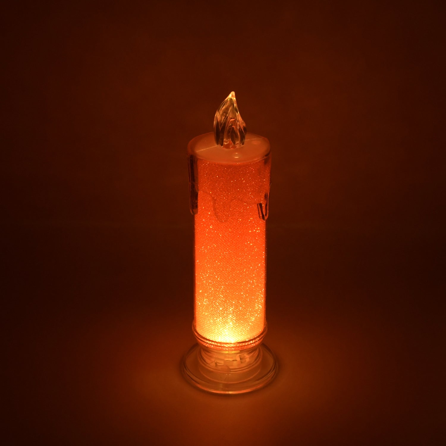 Red LED Flameless Candles Battery Operated Pillar Candles Flickering Realistic Decorative Lamp Votive Transparent Flameless Ornament Tea Party Decorations for Hotel, Scene,Home Decor, Restaurant, Diwali Decoration Candle Crystal Lamp (1 Pc) - Springkart 
