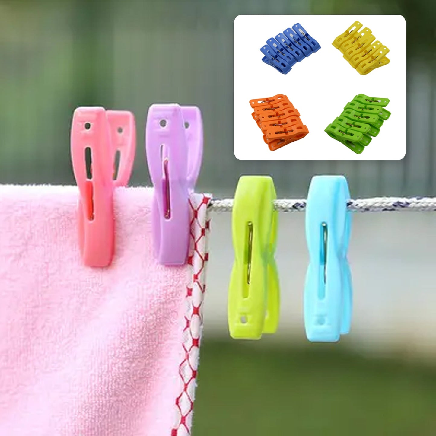 Multifunction Plastic Heavy Quality Cloth Hanging Clips, Plastic Laundry Clothes Pins Set of 20 Pieces - Springkart 