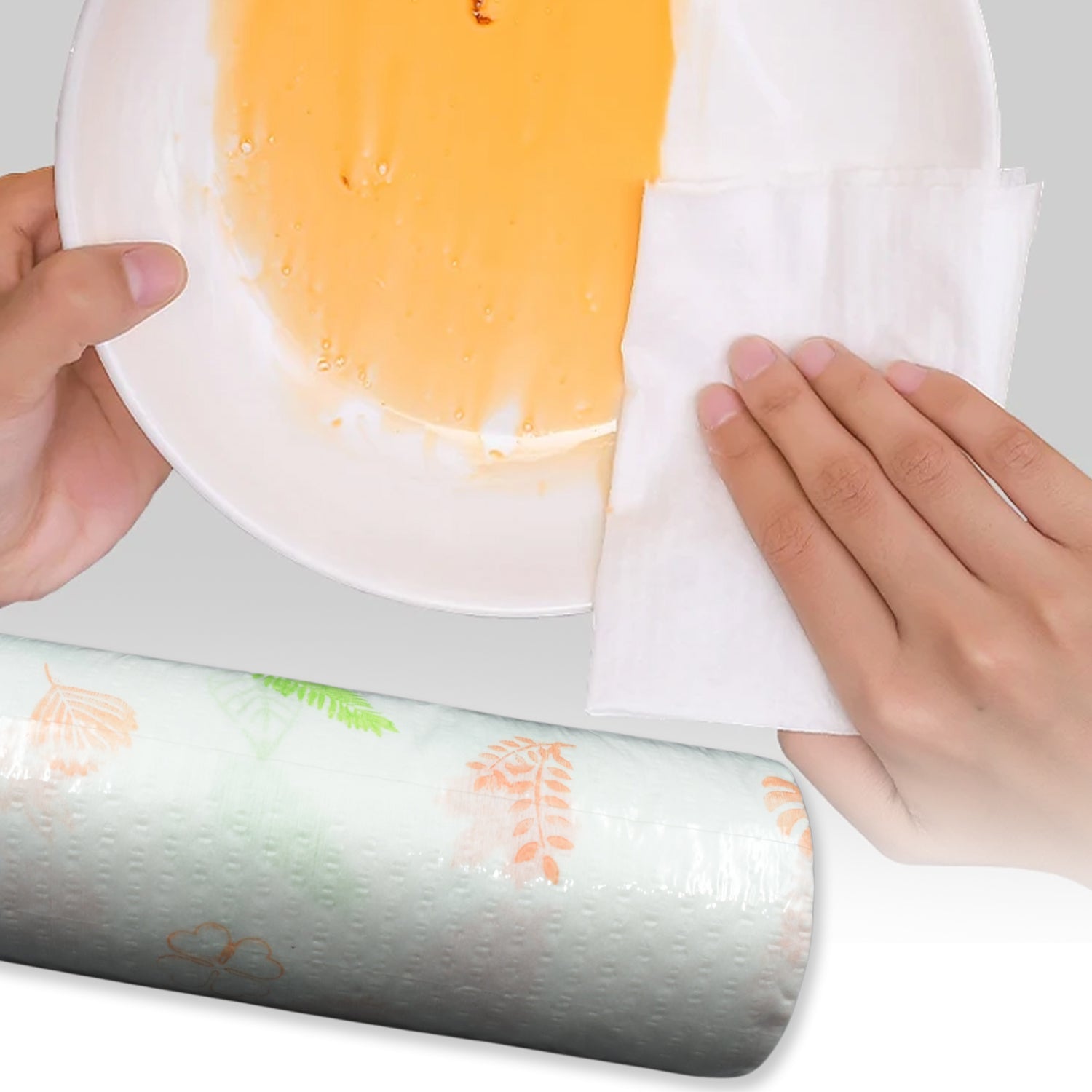Non Woven Reusable and Washable Kitchen Printed Tissue Roll Non-stick Oil Absorbing Paper Roll Kitchen Special Paper Towel Wipe Paper Dish Cloth Cleaning Cloth 40 sheets / Pulls - Springkart 