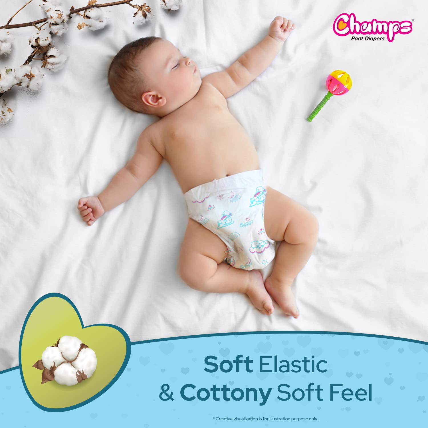 Champs Soft and Dry Baby Diaper Pants 74 Pcs (Medium Size M74) - Springkart 