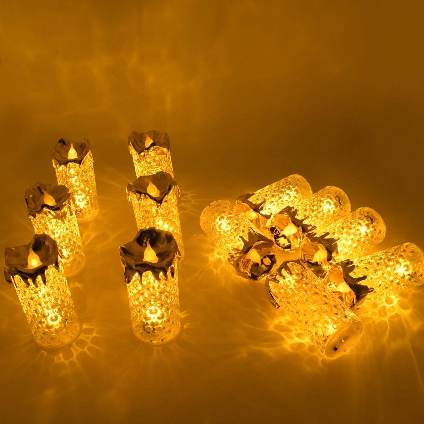 Gold Flameless Candles LED Light Flameless and Smokeless Decorative, Candles Led Tea Light Candle Perfect for Gifting, Home, Diwali,Wedding, Christmas, Crystal Candle Lights, Table Decorations (12 Pc MOQ) - Springkart 
