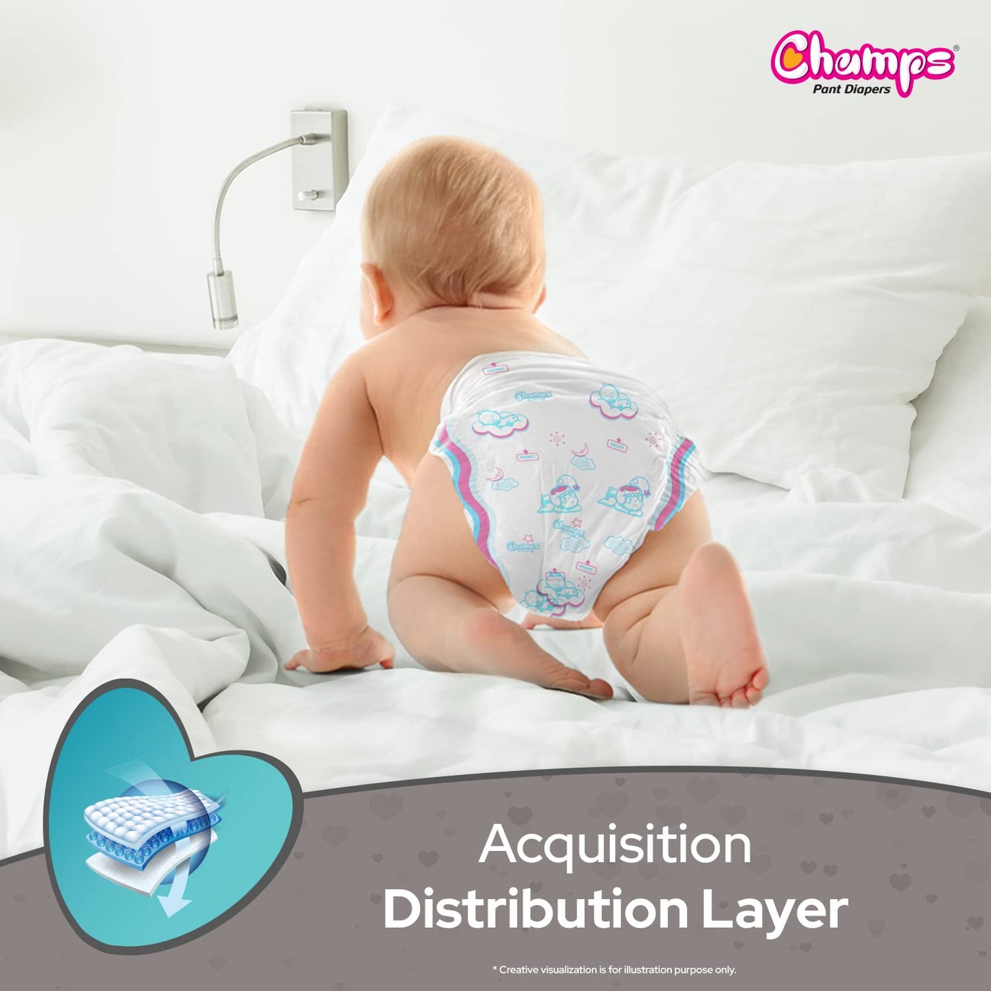 Baby Diaper High Absorbent Pant Diapers, Champs Soft and Dry Baby Diaper Pants Xl 54 Pcs (Extra Large , XL54 Pieces) - Springkart 