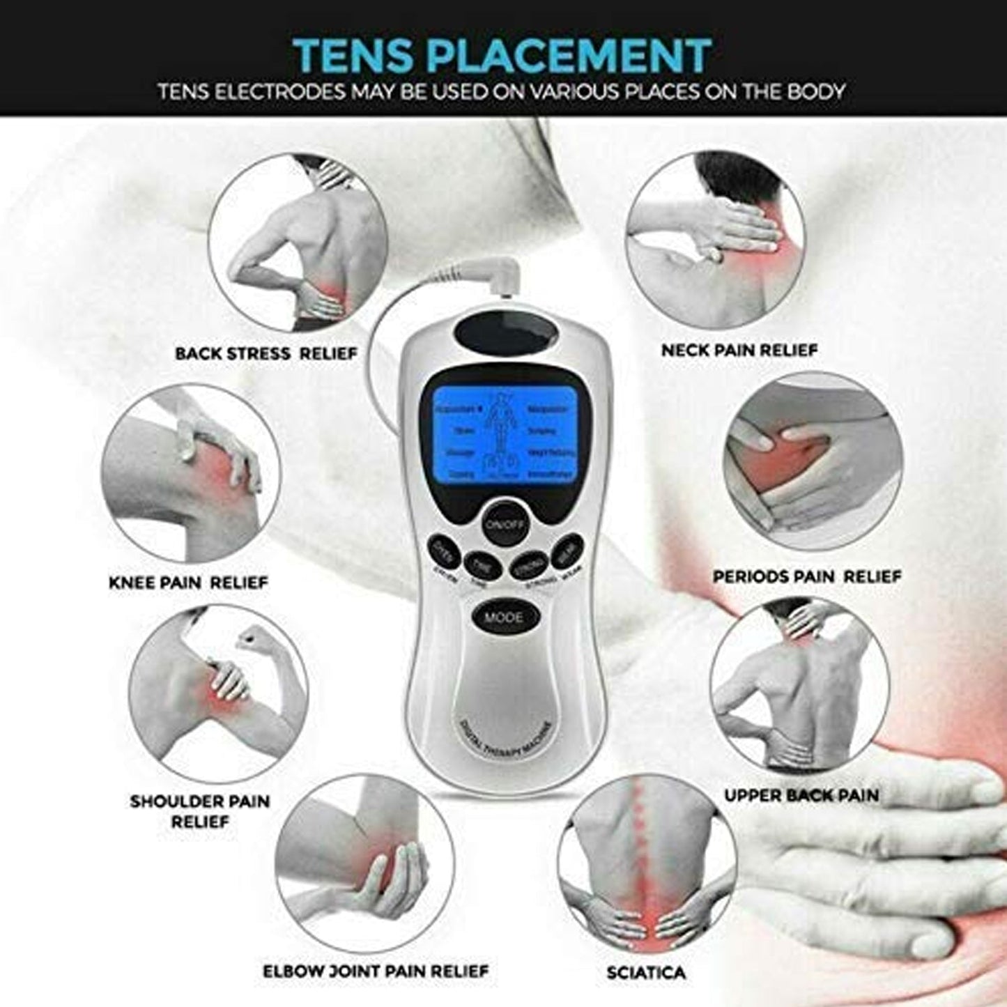 Multifunctional Massager, Health Care Digital Chinese Meridian Tens Therapy Massager Relax Body Muscle Acupuncture Machine 4 Electrode Pads & Charger Adapter and Cable, Physiotherapy, Electric Digital Therapy neck back Mane Massage - Springkart 