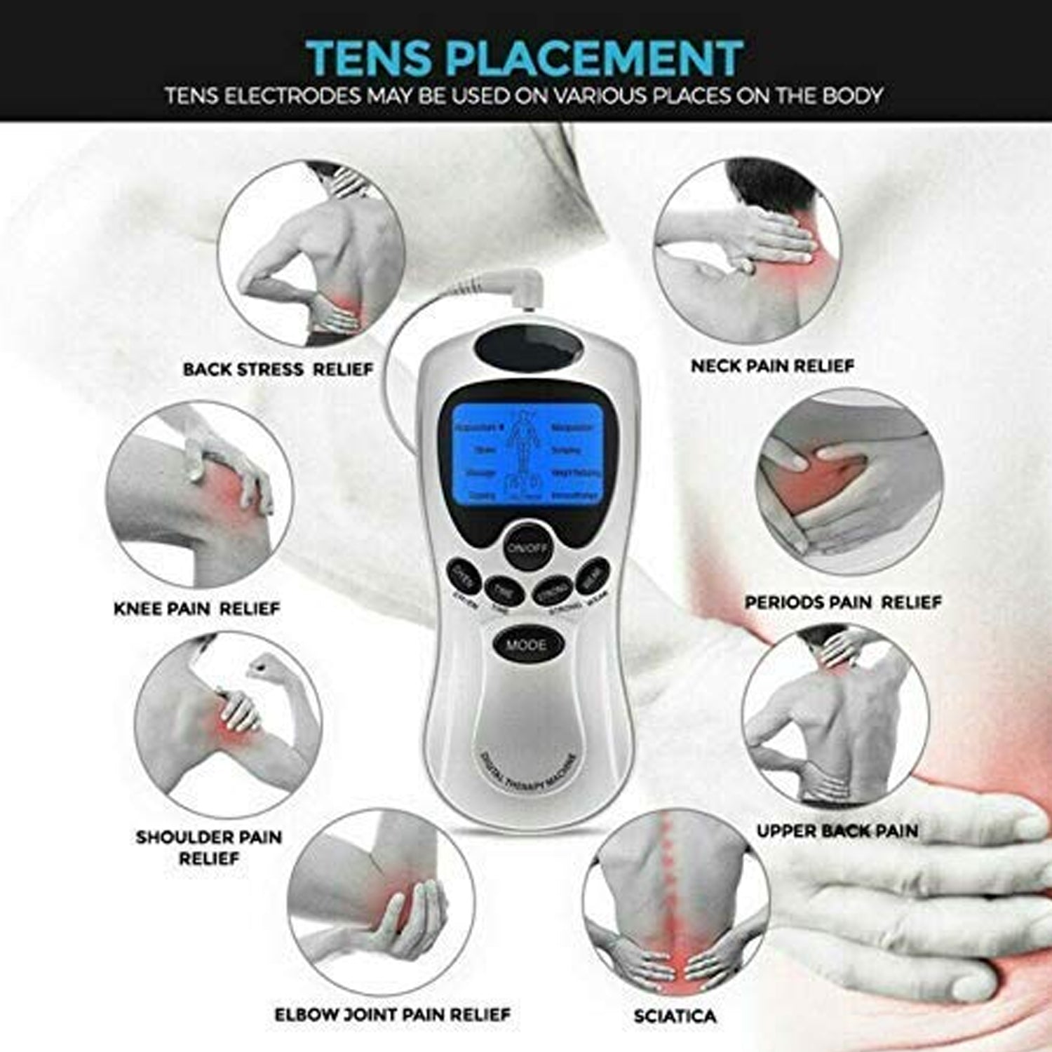 Multifunctional Massager, Health Care Digital Chinese Meridian Tens Therapy Massager Relax Body Muscle Acupuncture Machine 4 Electrode Pads & Charger Adapter and Cable, Physiotherapy, Electric Digital Therapy neck back Mane Massage - Springkart 