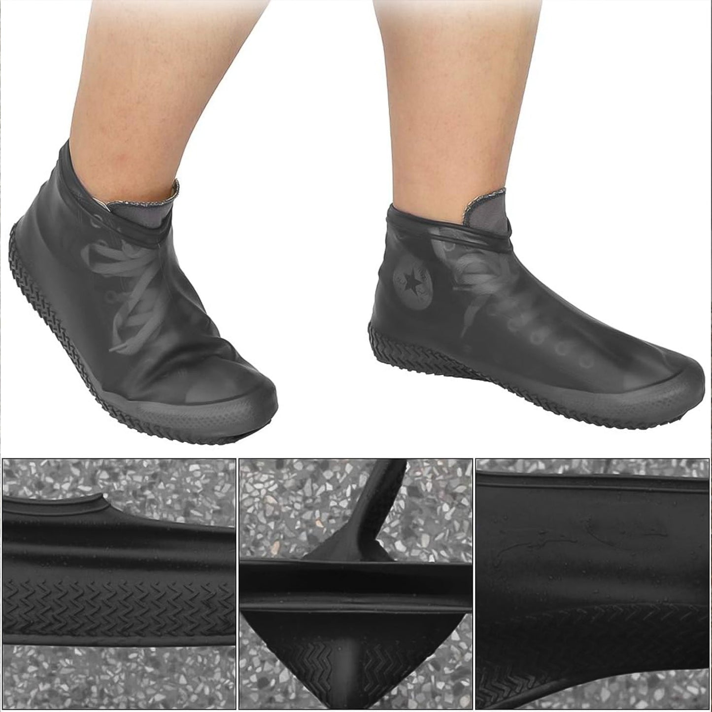 Non-Slip Silicone Reusable Waterproof Rain Shoes Covers (1 Pair / Small / Mix Color) - Springkart 