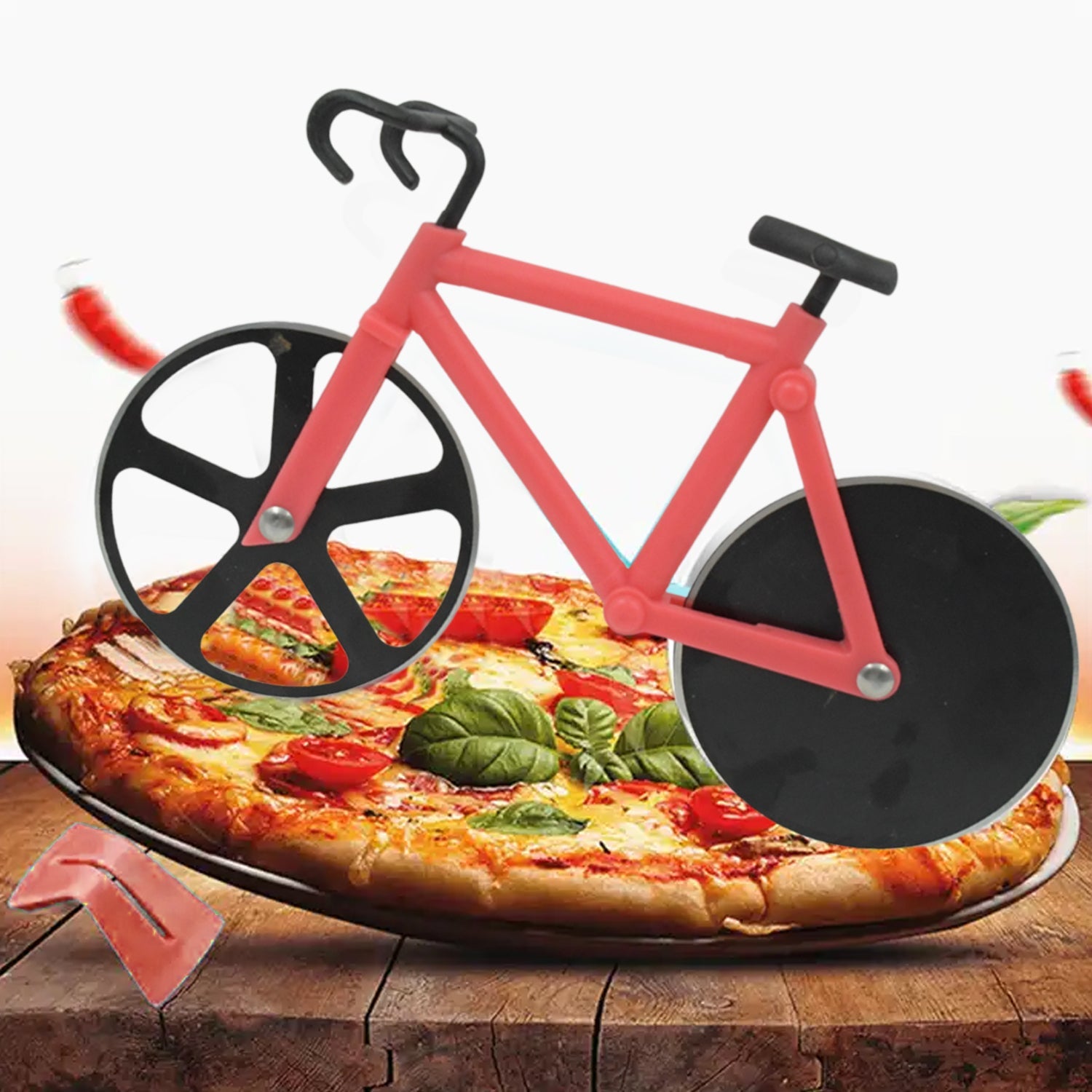 Bicycle Pizza Cutter (1 Pc): Stainless Steel, Unbreakable Handle - Springkart 