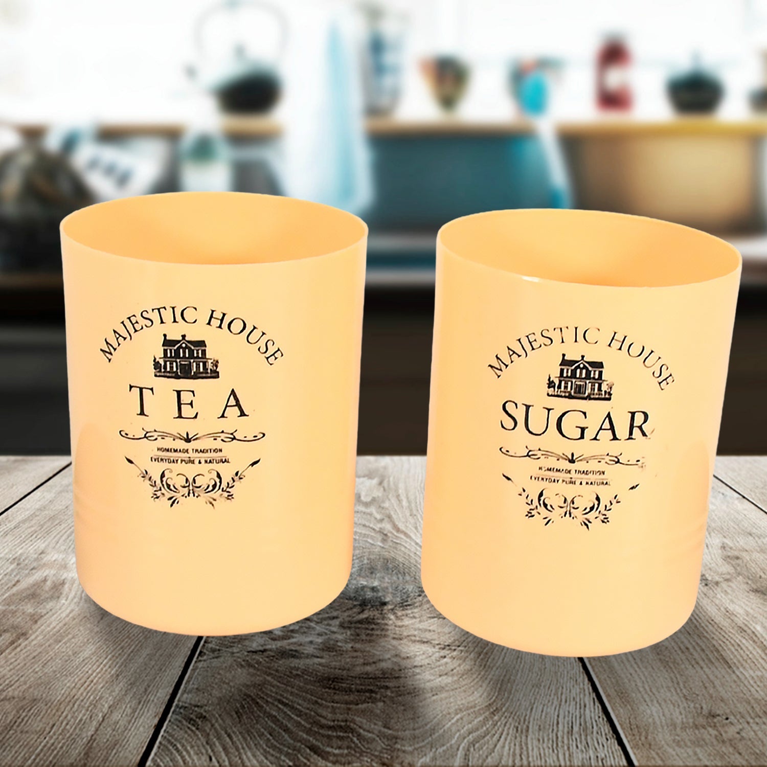 Accurate Seal Tea Sugar Coffee Container, Plastic Damru Shaped Tea, Coffee, Sugar Canisters Jar, New Airtight Food Seal Containers for Salt, Dry Fruit, Grocery 2 Section (800 ML Approx) - Springkart 