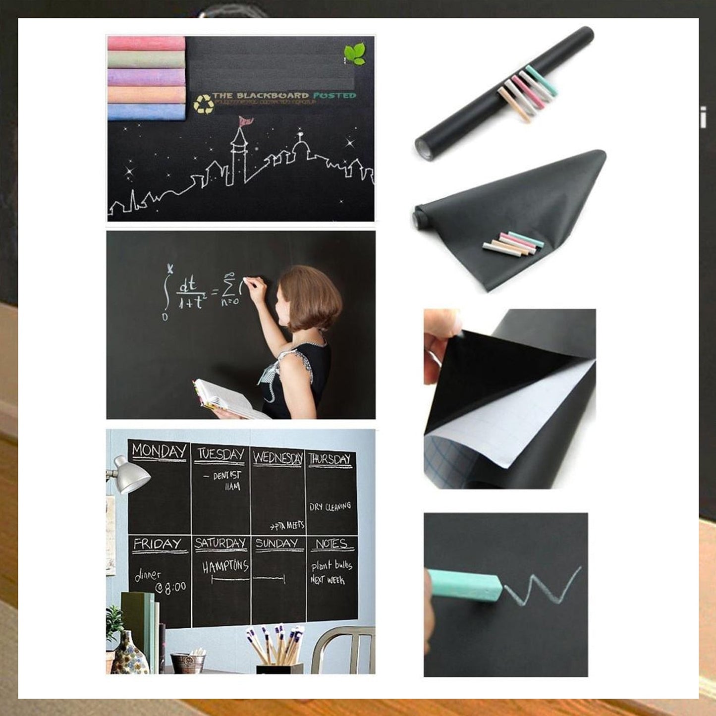Blackboard Erasable Wall Sticker Chalkboard Sticker Removable Blackboard Wall Stickers Mural for Kids Room - Springkart 