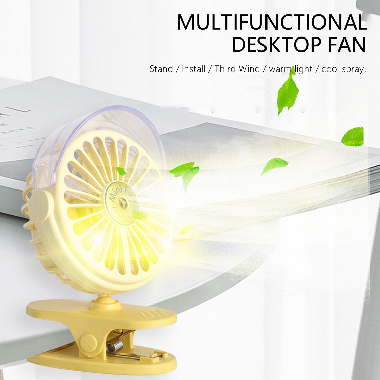 Clip Desk Fan Portable Wind Desktop Table Cooling Fan in Single Button, Adjustment Mini Personal Fan for Home Desktop Office Car Indoor Outdoor Travel (Battery Not Include) - Springkart 