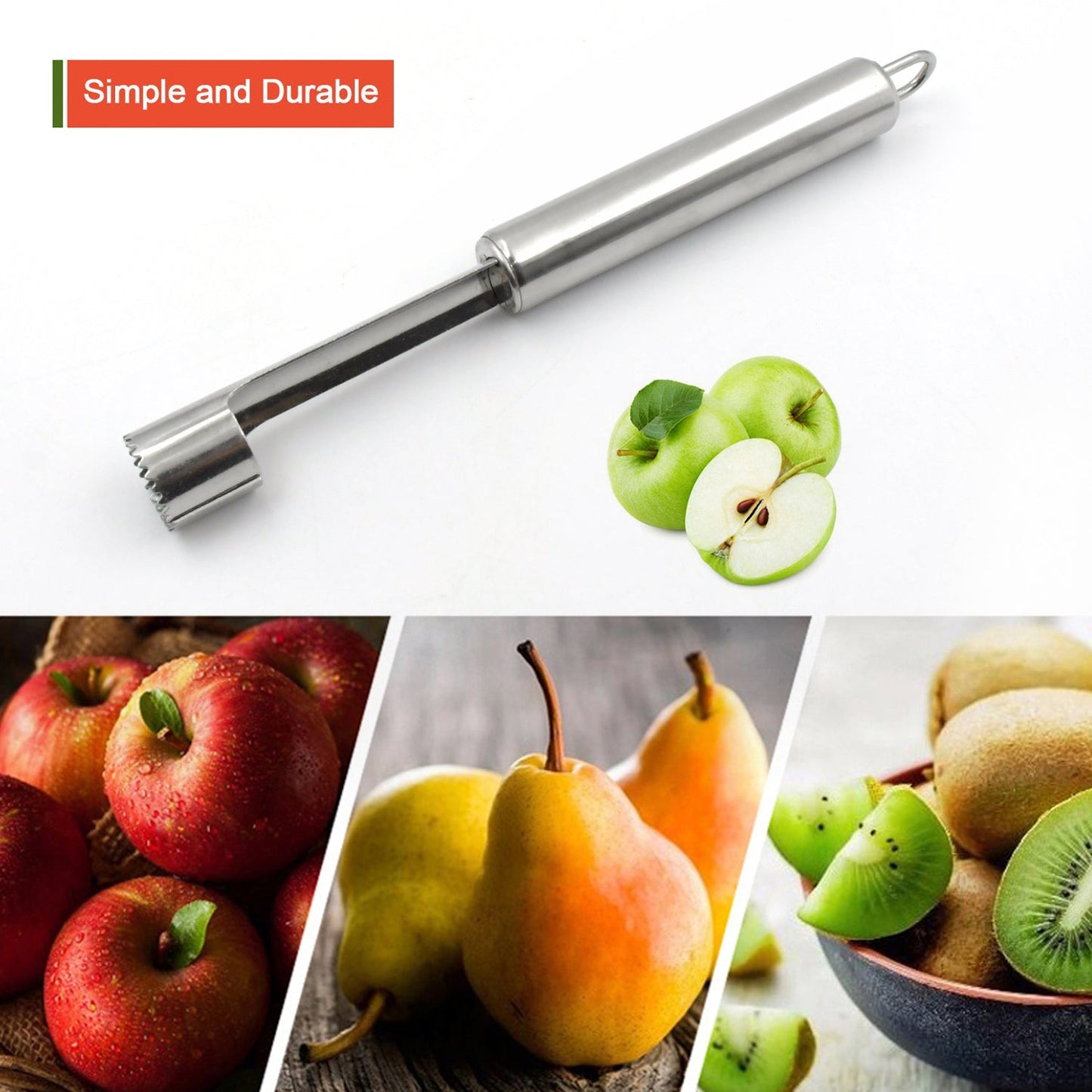 Fruit Core Stainless Steel Set, Core Remover for Apple and Pear, Kitchen Prep Tool Fruit Core Remover Tool with Soft Handle, Apple Corer Stainless Steel, Kitchen Gadget Dishwasher Safe - Springkart 
