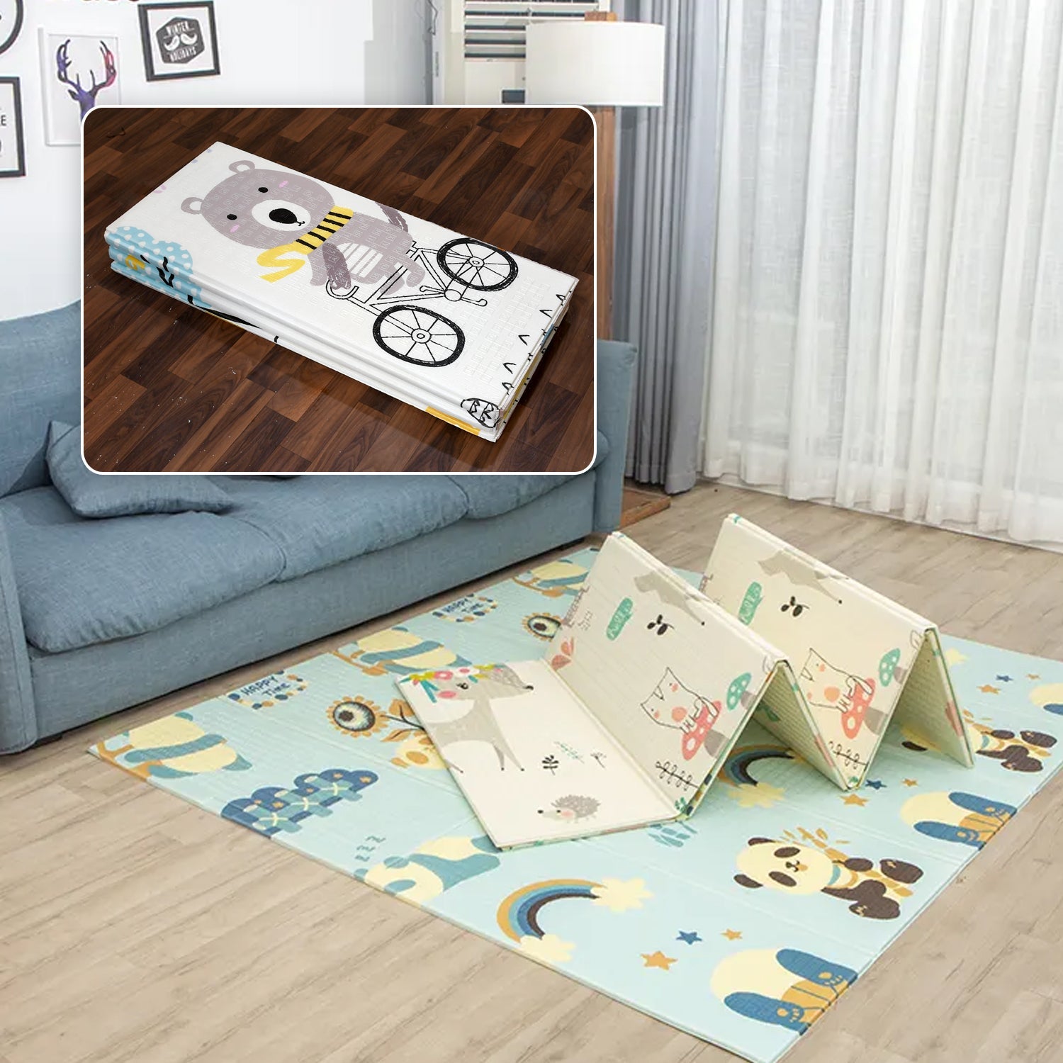 Baby Play Mat, Foam Play mat for Play Mat Baby Floor Play Baby Crawling Mat Large Soft Thick Baby Mat, Water-Proof Reversible Toxic Free (197x176 cm) - Springkart 