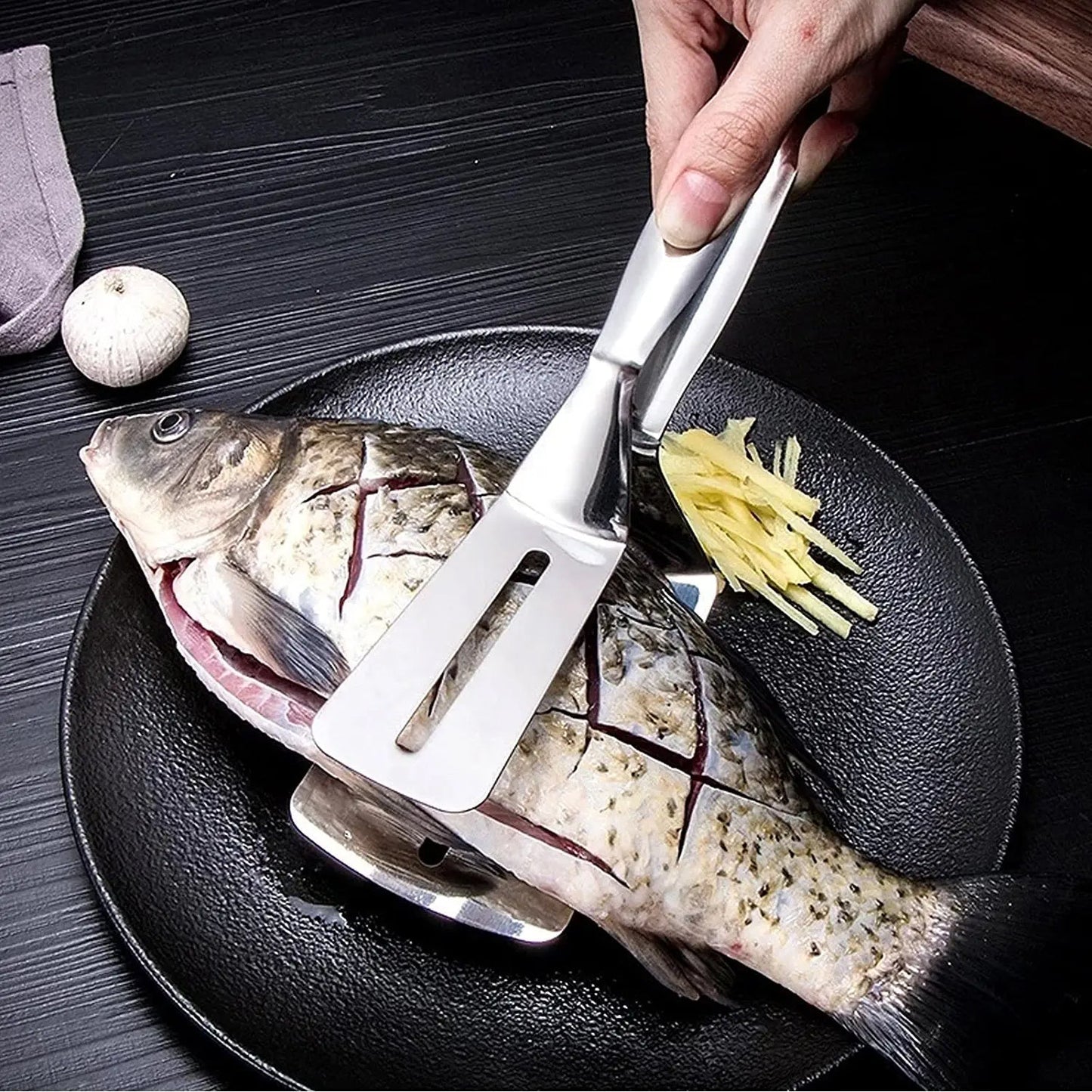 Multifunction Cooking Serving Turner Frying Food Tong. Stainless Steel Steak Clip Clamp BBQ Kitchen Tong. - Springkart 