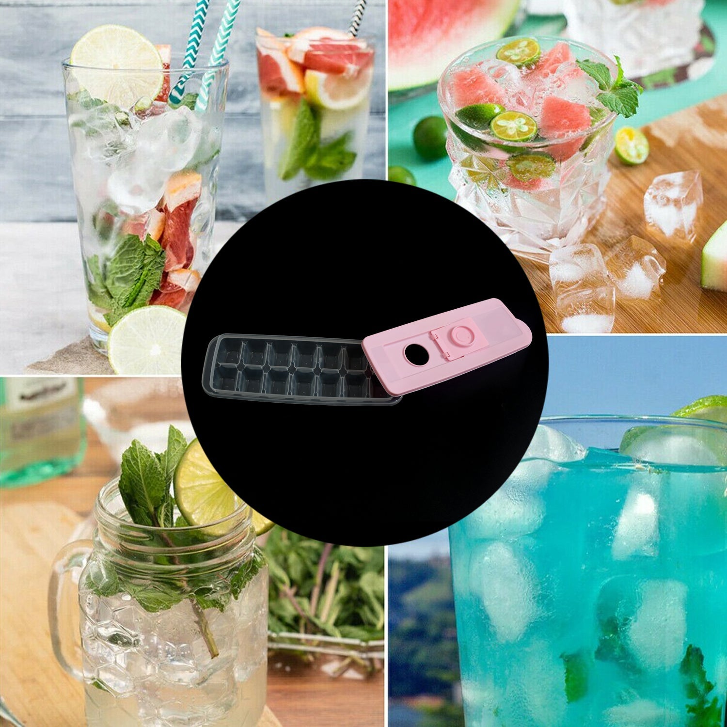 Ice Cube Trays, Ice Tray Food Grade Flexible Silicone Ice Cube Tray Molds with Lids, Easy Release Ice Trays Make 14 Ice Cube, Stackable Dishwasher Safe - Springkart 