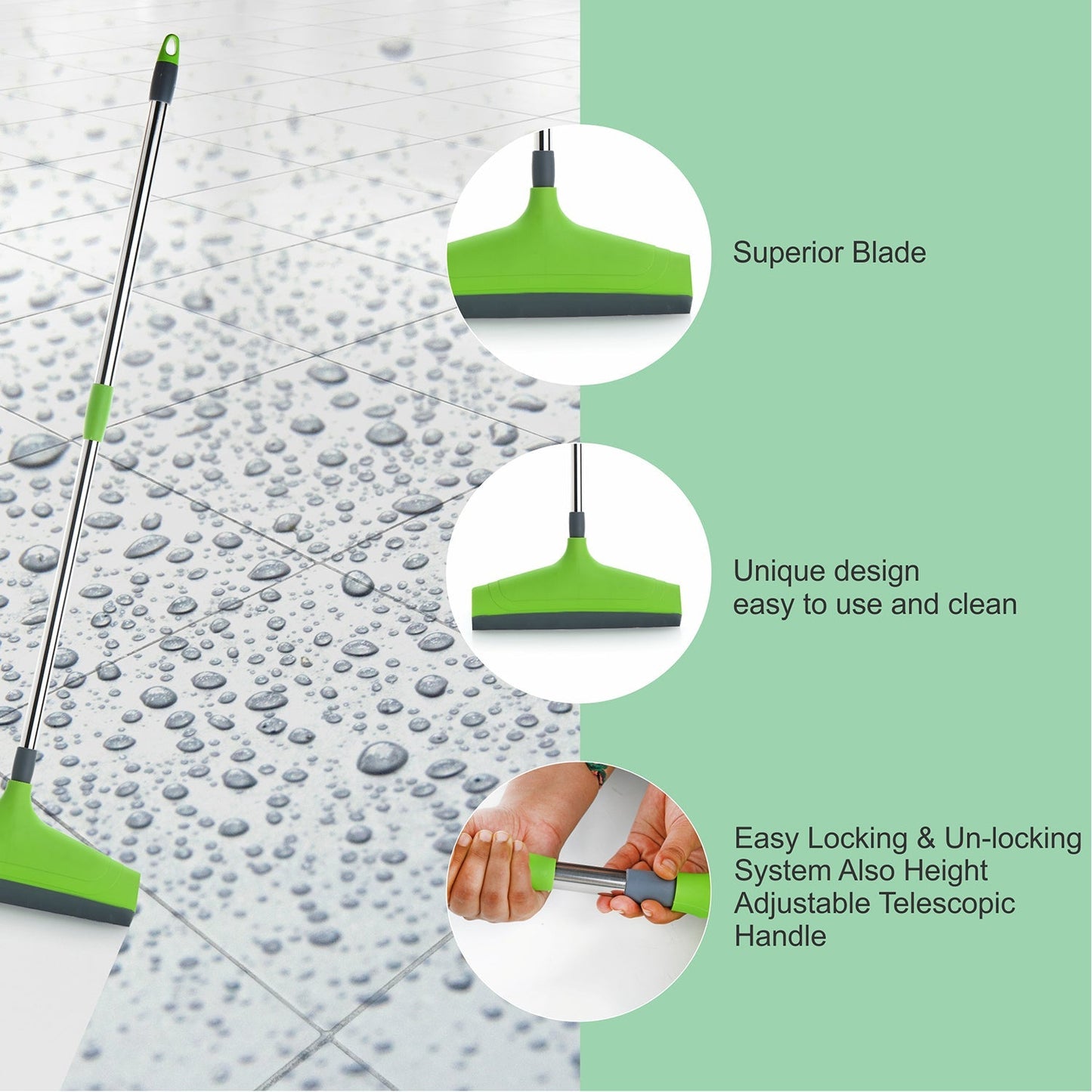 Adjustable Bathroom / Floor Stainless Steel Rod Wiper, Plastic Floor Wiper - Springkart 