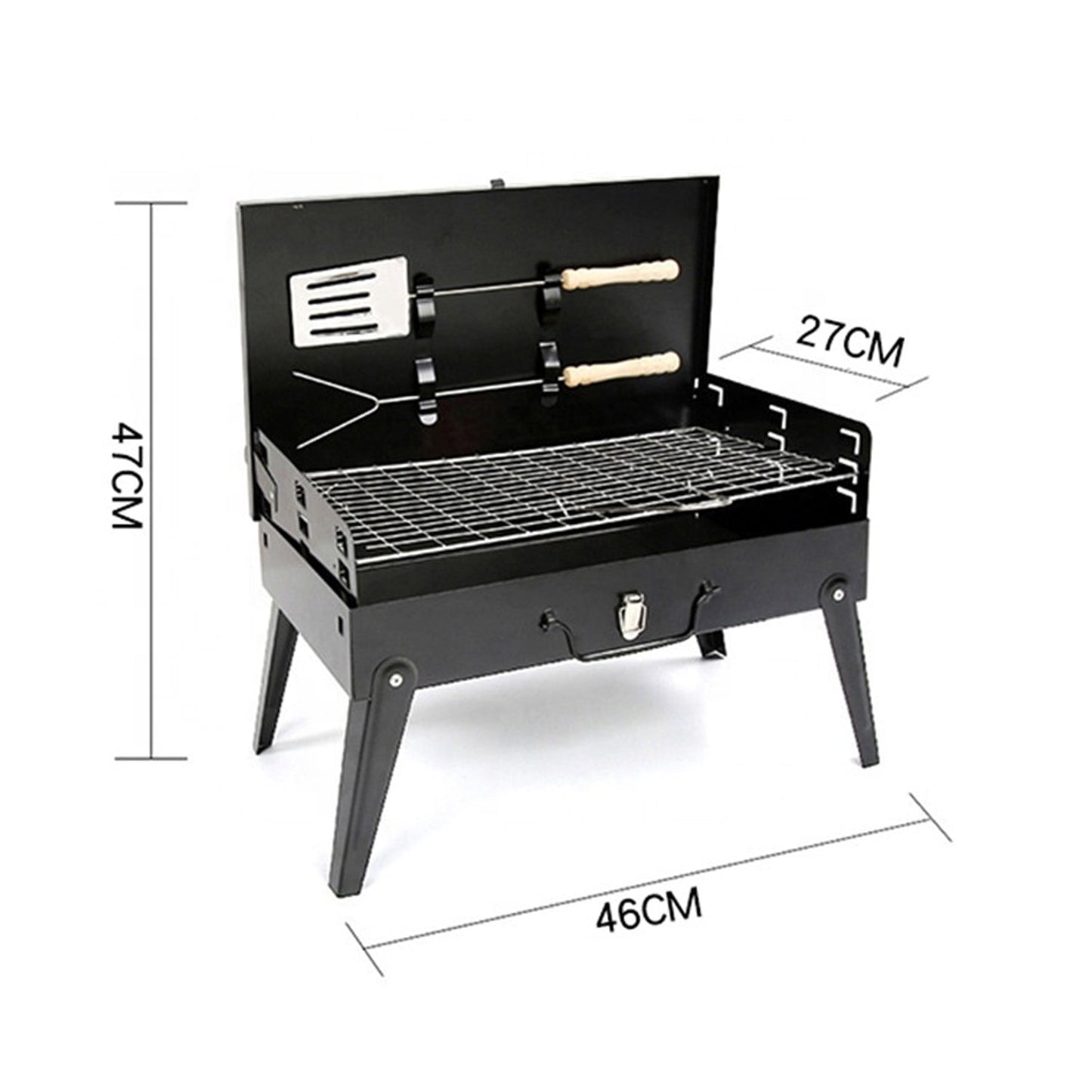 Stainless Steel Briefcase Style Barbecue Grill Toaster (Medium, Black) - Springkart 