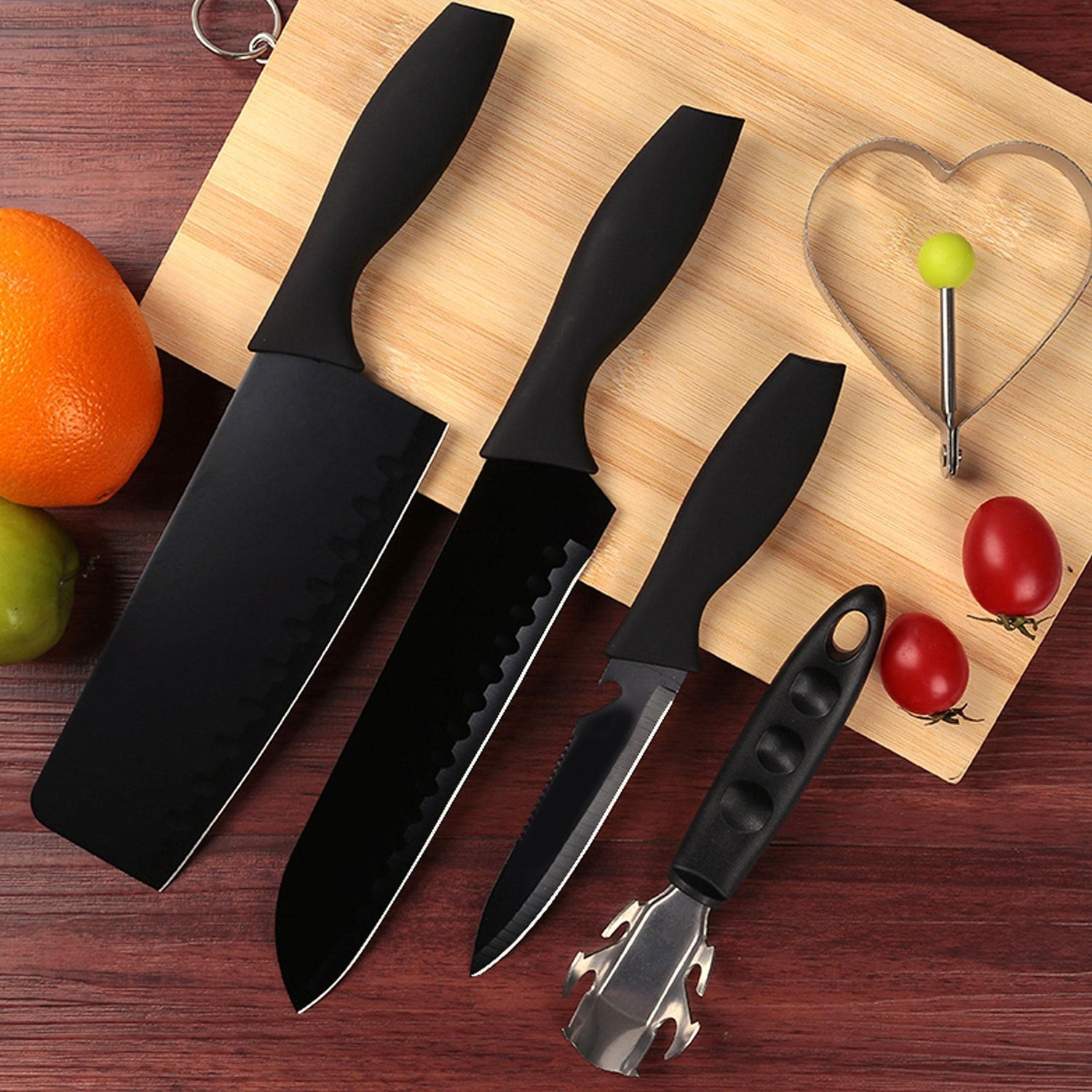 Stainless Steel Chef Knife Set, 5pc Kitchen Cutlery - Springkart 