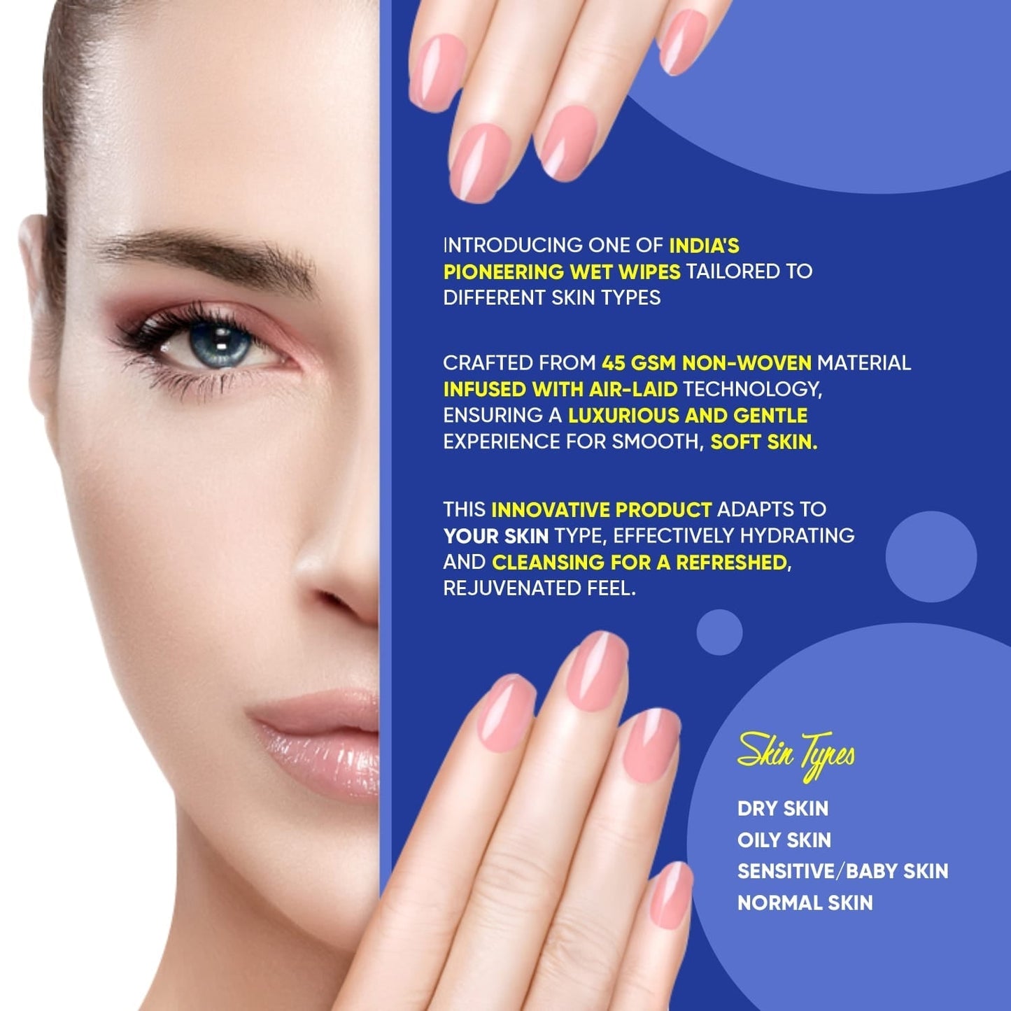 Refreshing Wet Wipes for Face | Facial Cleansing | Refreshing & Skin Hydration| Soothing for skin | pH Balance & Alcohol Free | Nourishing with Fruit extract | 25 Wipes - Springkart 