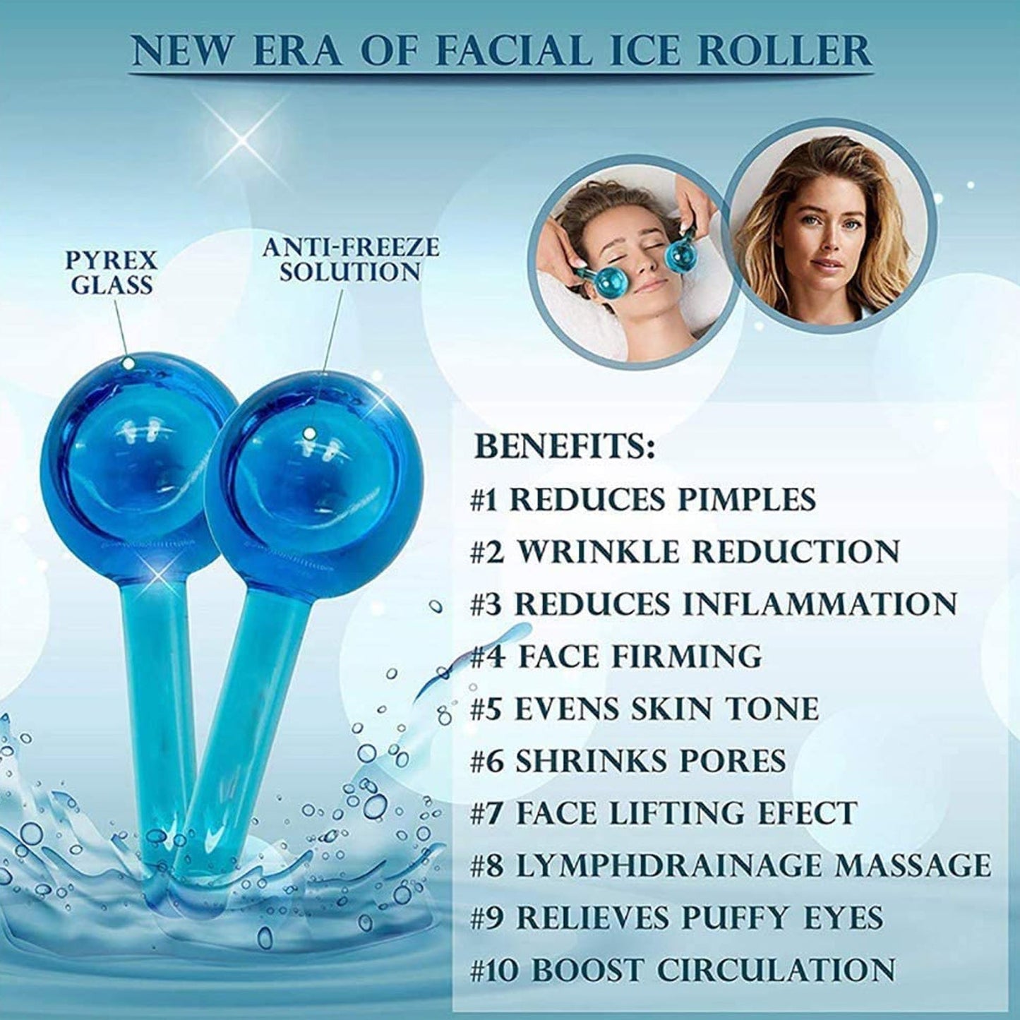 Facial Massage Ice Ball Face Massager Ball Ice Face Roller Crystal Eyes Massager - Springkart 