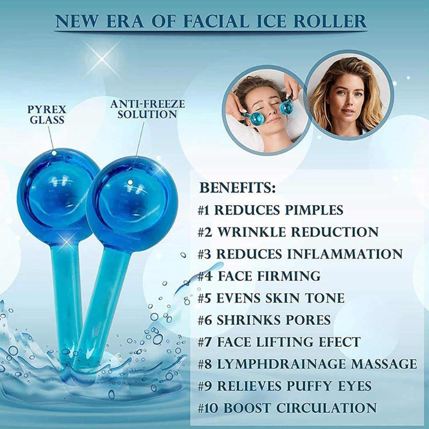 Facial Massage Ice Ball Face Massager Ball Ice Face Roller Crystal Eyes Massager - Springkart 