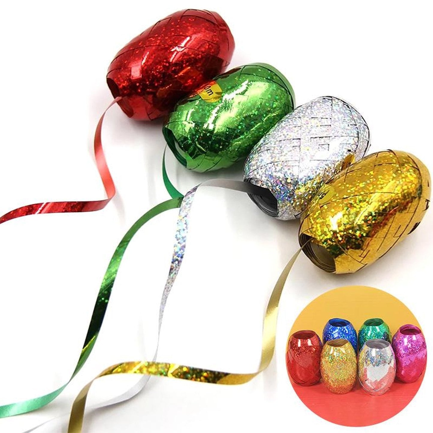 Curling Balloon Ribbon Roll for Gifts, Balloons & Crafts Pack of 6 (Multicolor) - Springkart 