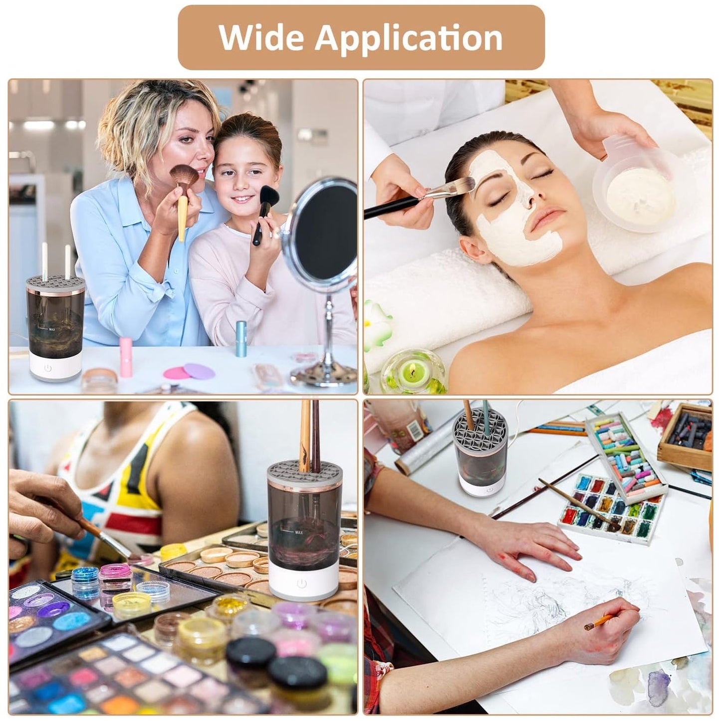 Automatic Makeup Brush Cleaner Fast Electric Brush Cleaner Hand Free Machine Super Clean Brush Washer & Brushes Organizer Tool (1 Pc) - Springkart 