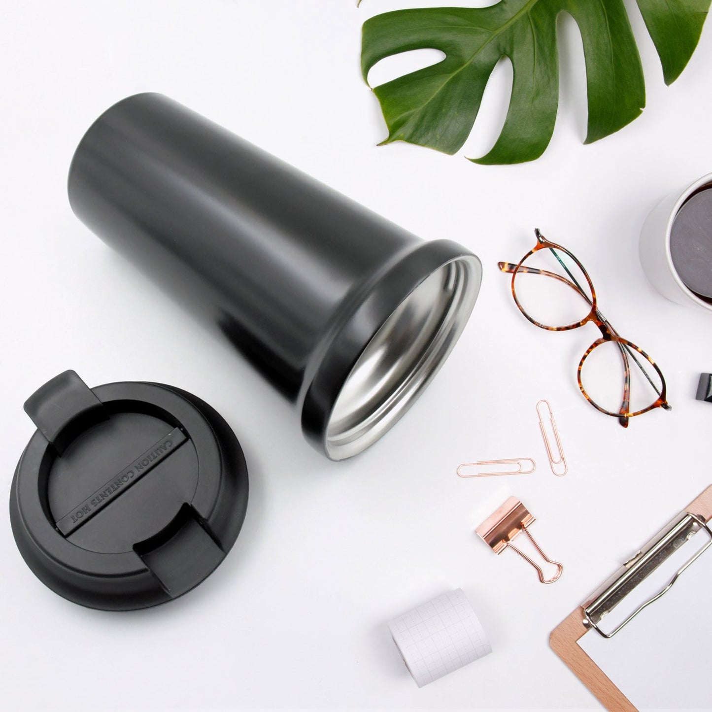 Inside Stainless Steel & Outside Plastic Vacuum Insulated Insulated Coffee Cups Double Walled Travel Mug, Car Coffee Mug with Leak Proof Lid Reusable Thermal Cup for Hot Cold Drinks Coffee, Tea (1 Pc) - Springkart 