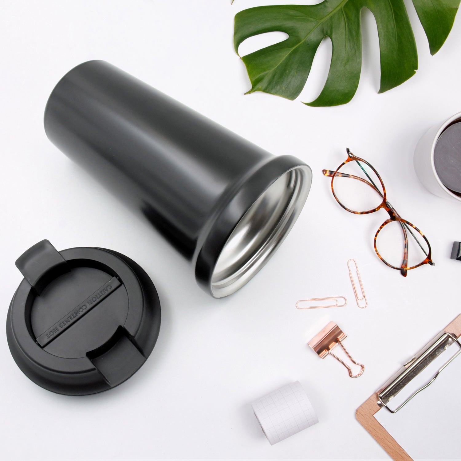 Inside Stainless Steel & Outside Plastic Vacuum Insulated Insulated Coffee Cups Double Walled Travel Mug, Car Coffee Mug with Leak Proof Lid Reusable Thermal Cup for Hot Cold Drinks Coffee, Tea (1 Pc) - Springkart 