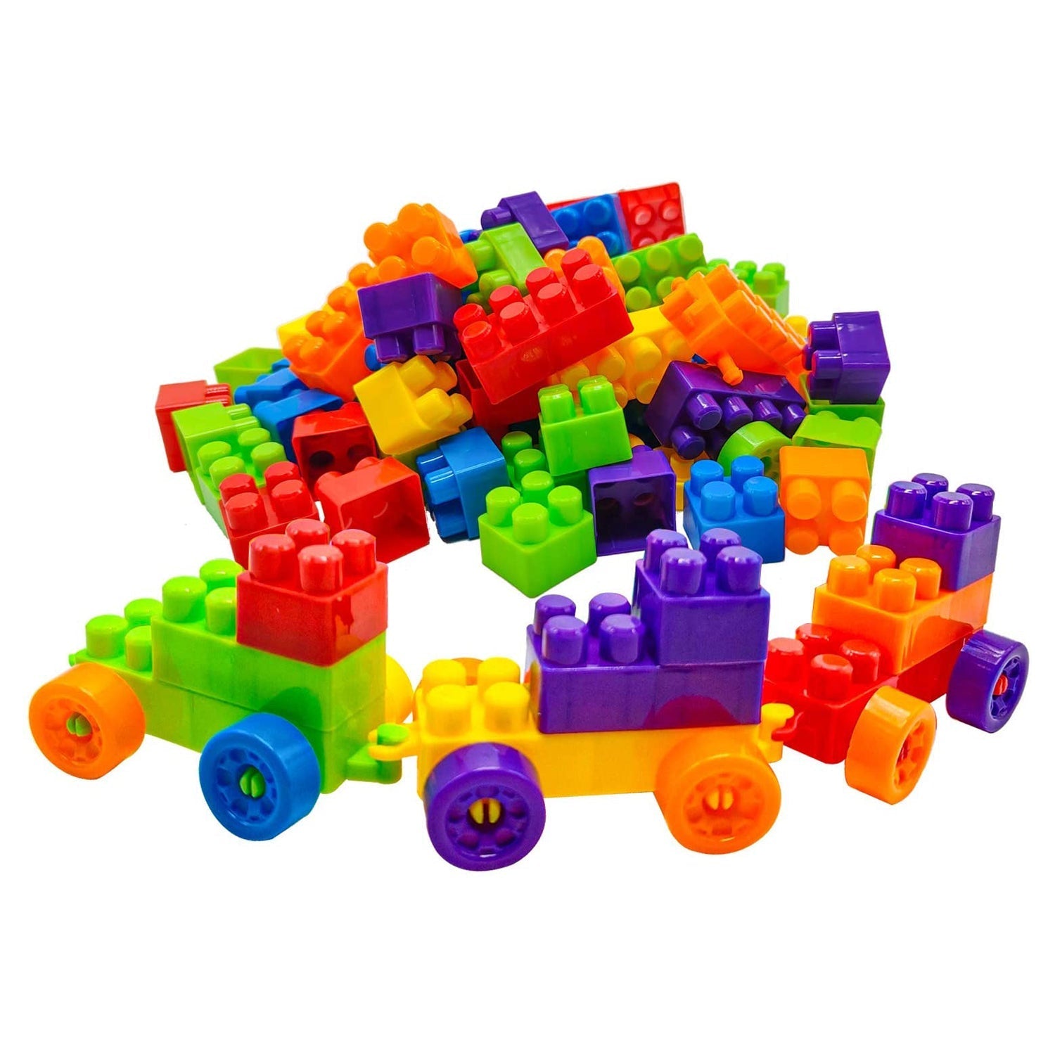 Blocks Set for Kids, Play Fun and Learning Blocks for Kids Games for Children Block Game Puzzles Set Boys, Children (Multicolor, 60 Bricks Blocks) - Springkart 