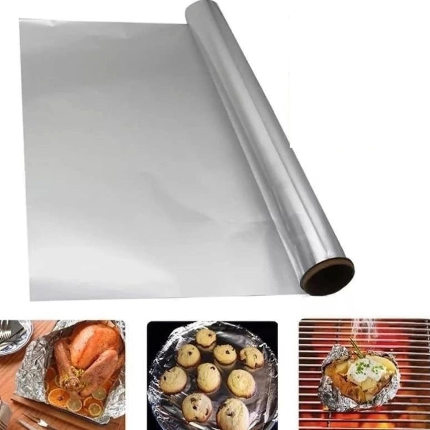 Premium Quality Food Grade Aluminum Foil Roll Heavy Duty Non Stick Thick Aluminum Foil Sheet Baking Grilling Tool 72Mtr (1Pc) - Springkart 