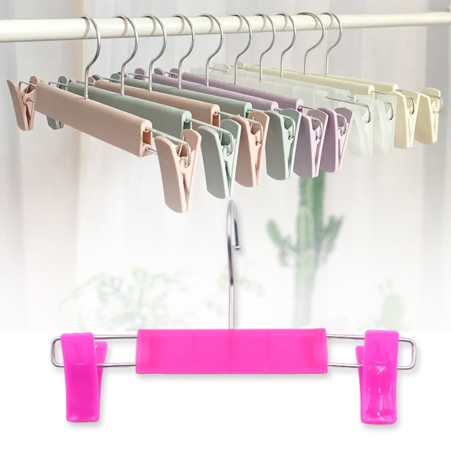 Hanger Double Clip Trouser Rack, Plastic Drying Rack, Trouser Clip Wardrobe Storage Stainless Steel Rotating Hook, Removable Clip (1 Pc) - Springkart 