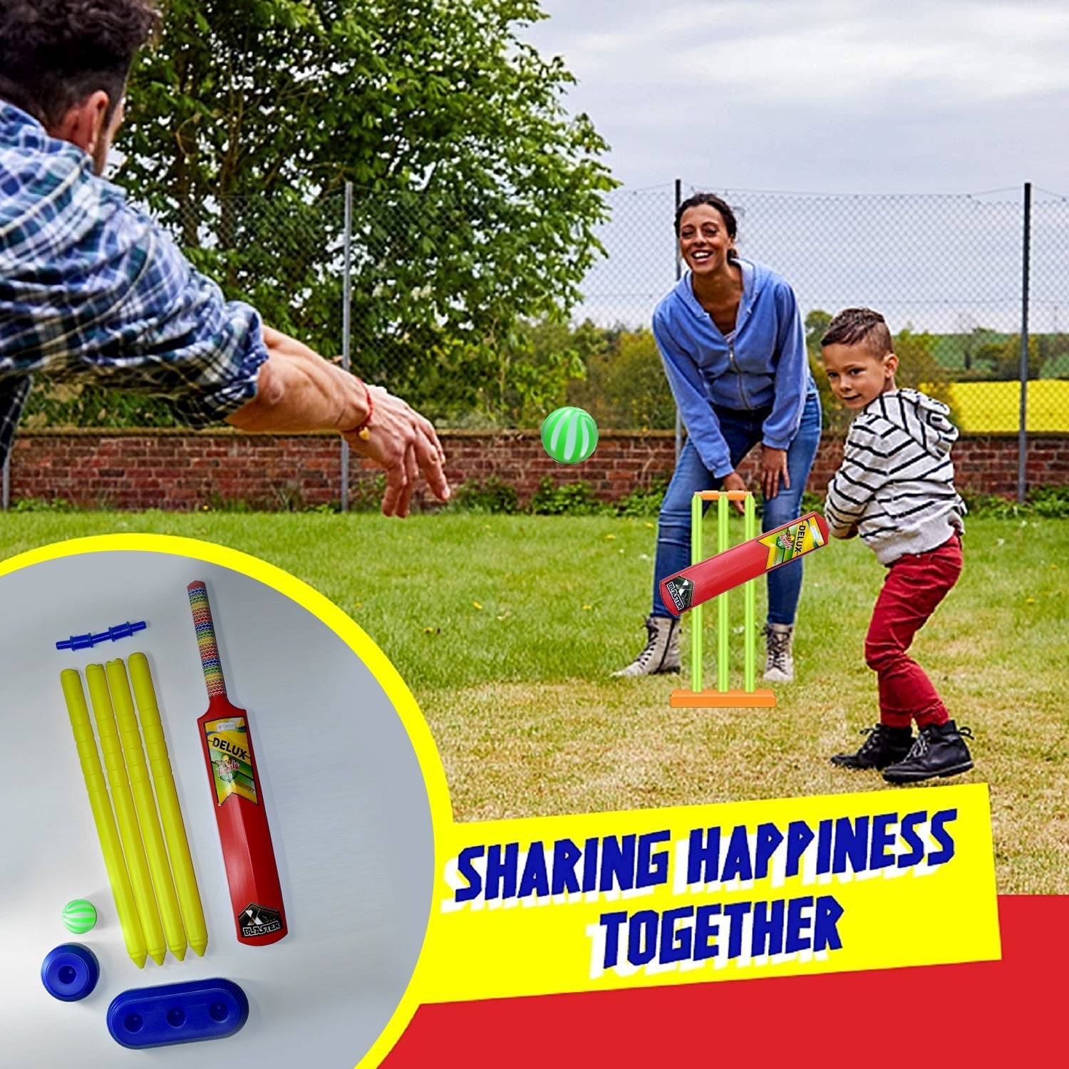 Plastic Cricket Set with Stump,Ball and Bat Kit - Springkart 
