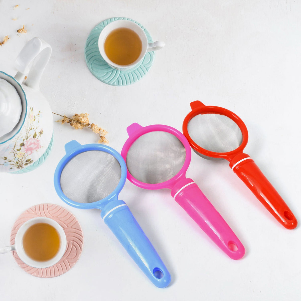 Plastic Multipurpose Tea and Coffee Strainer (Pack of 12 Pcs) - Springkart 