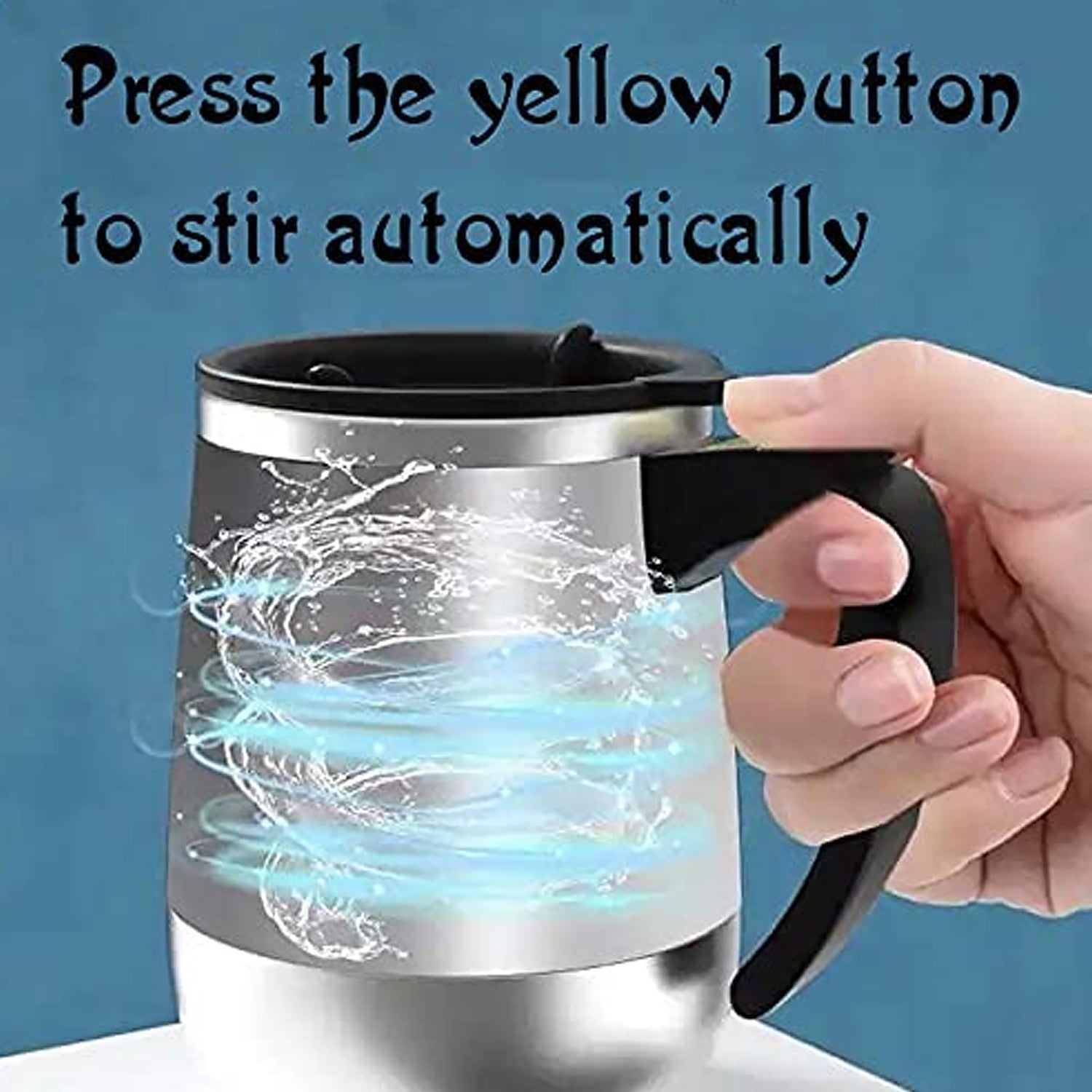 Self Stirring Mug With Lid used in all kinds of household and official places for serving drinks, coffee, any types of beverages etc. (1 Pc / 400 ML) - Springkart 