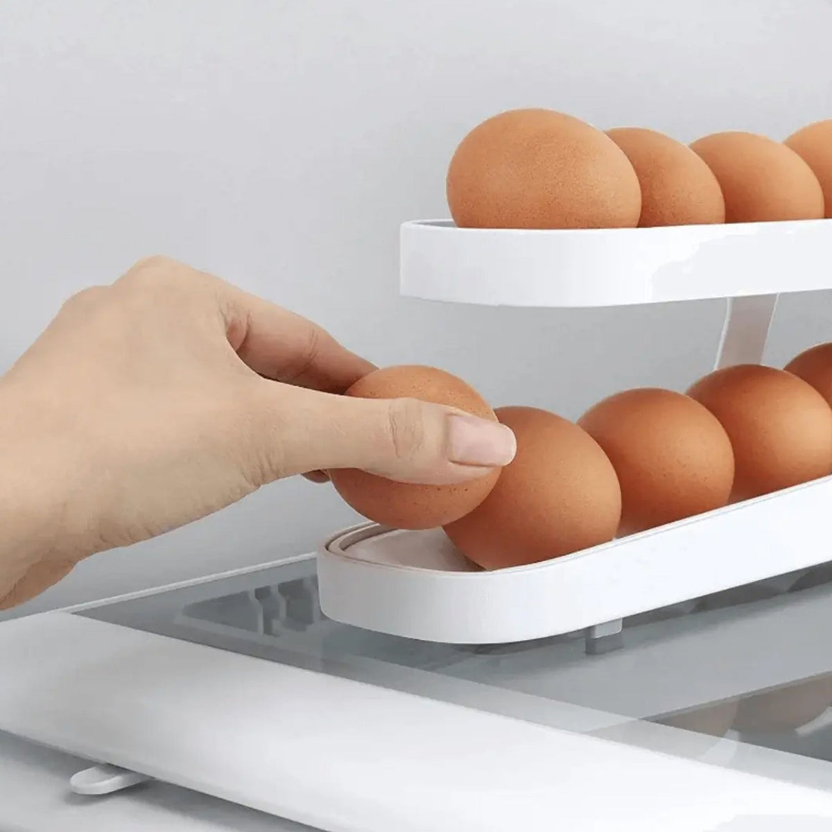 Plastic 2-Tier Rolling Egg Dispenser For 12-14 Eggs (1 Pc) - Springkart 