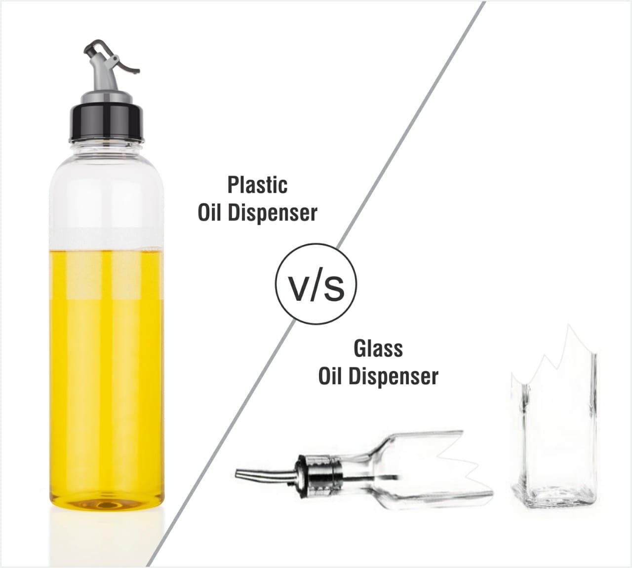 Oil Dispenser Transparent Plastic Oil Bottle | 1 Liter - Springkart 